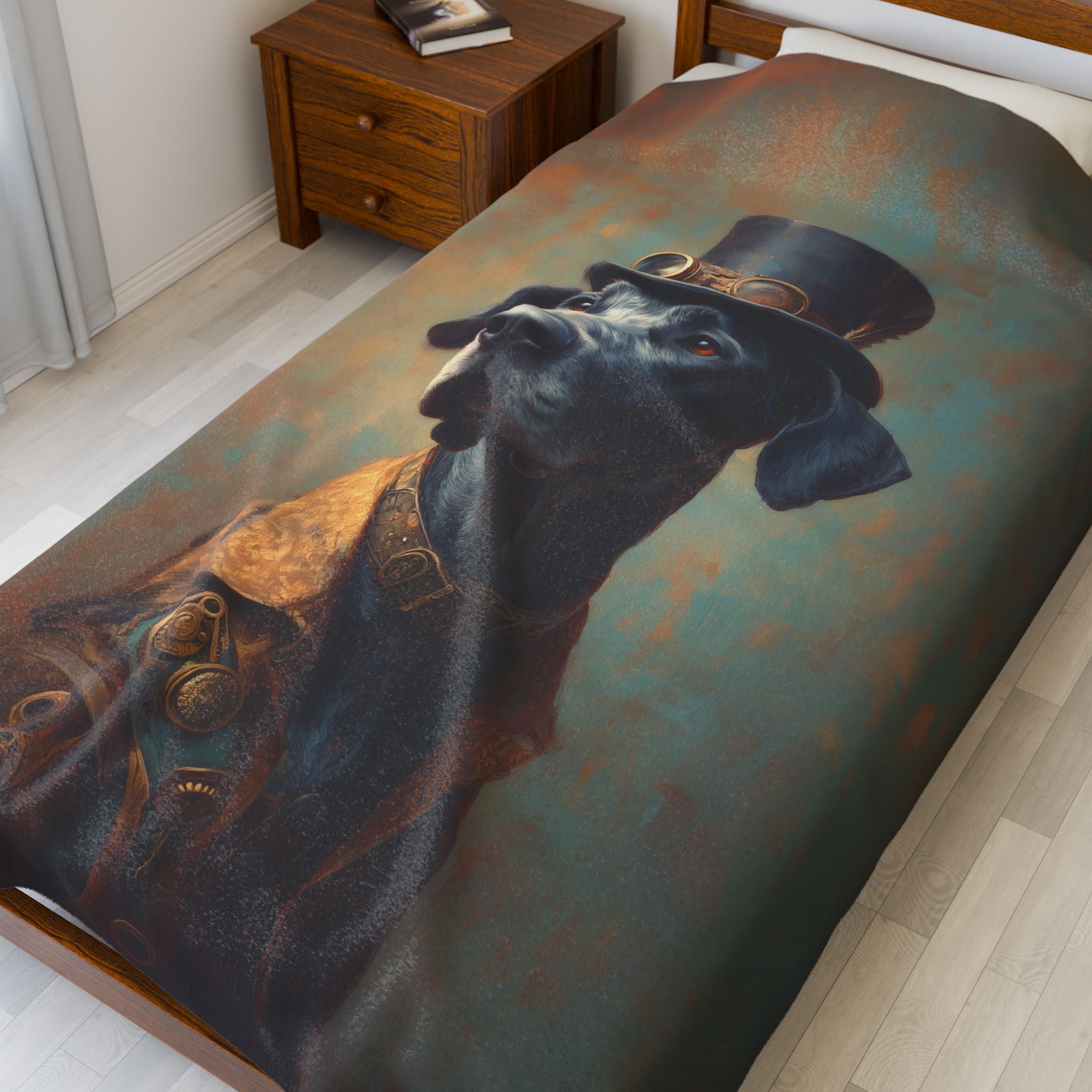 Steampunk Great Dane Plush Blanket