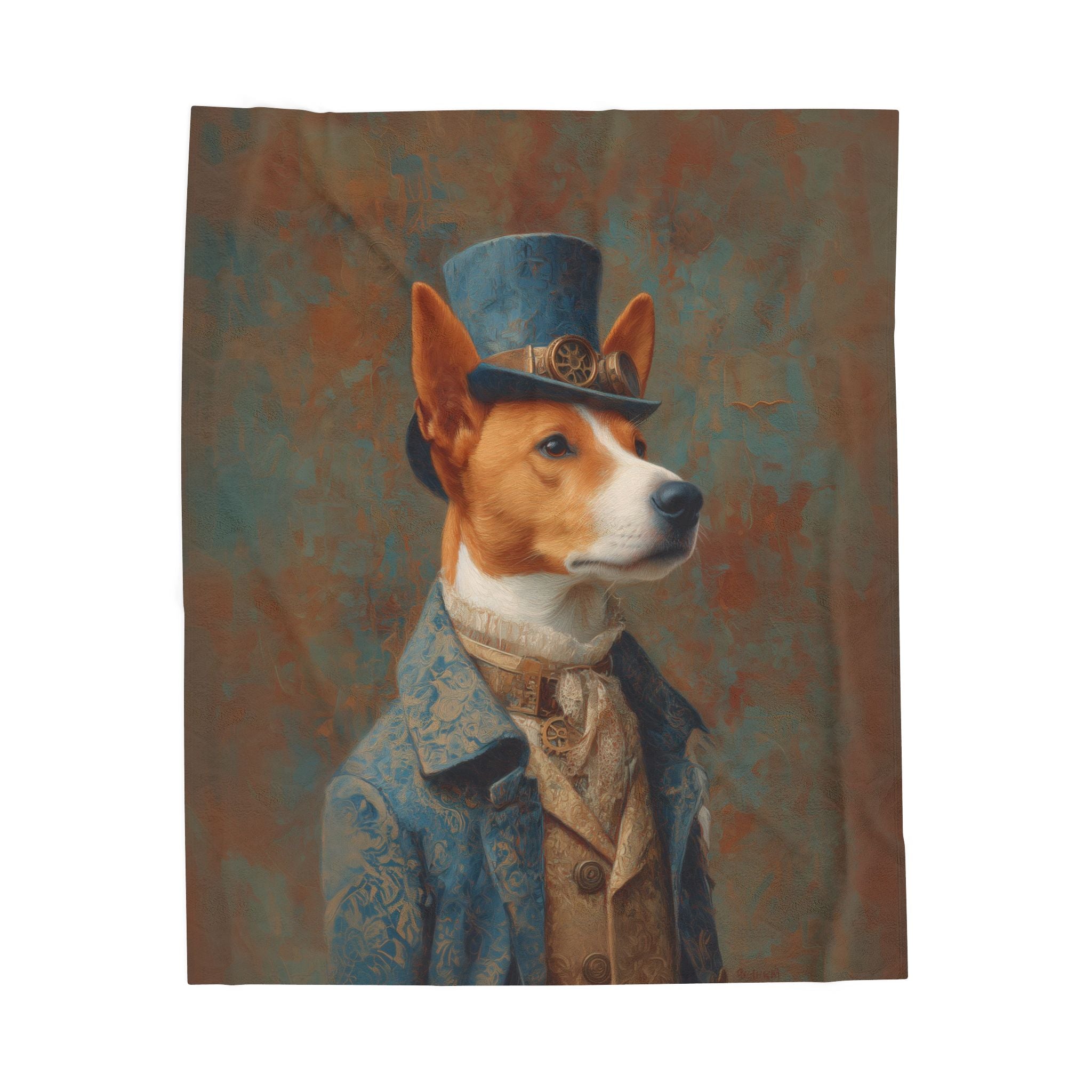 Steampunk Basenji Plush Blanket