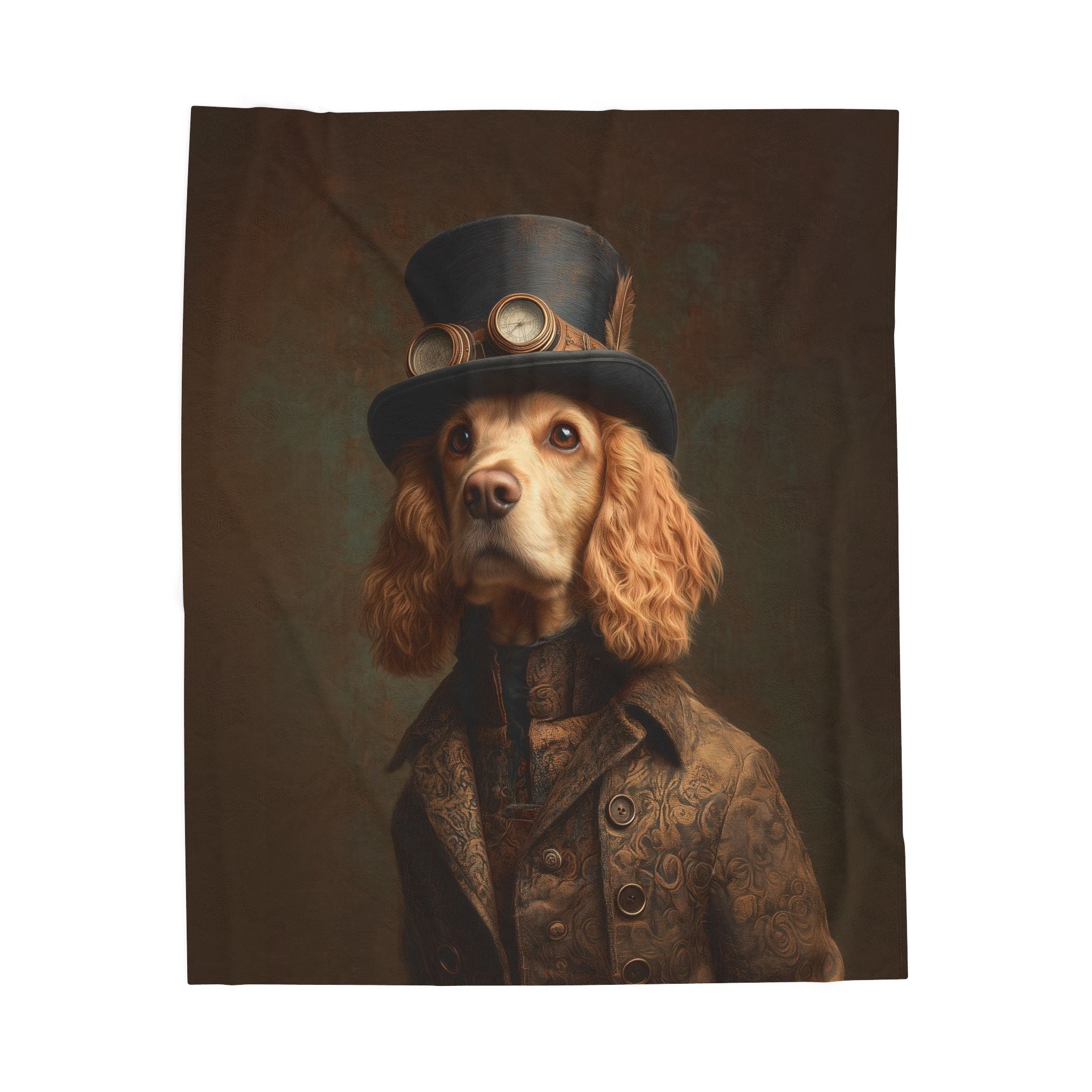 Steampunk Cocker Spaniel Plush Blanket