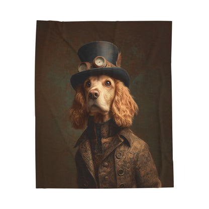 Steampunk Cocker Spaniel Plush Blanket