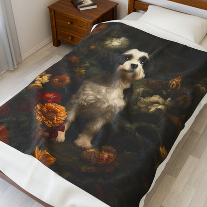 Botanical Shih Tzu Plush Blanket