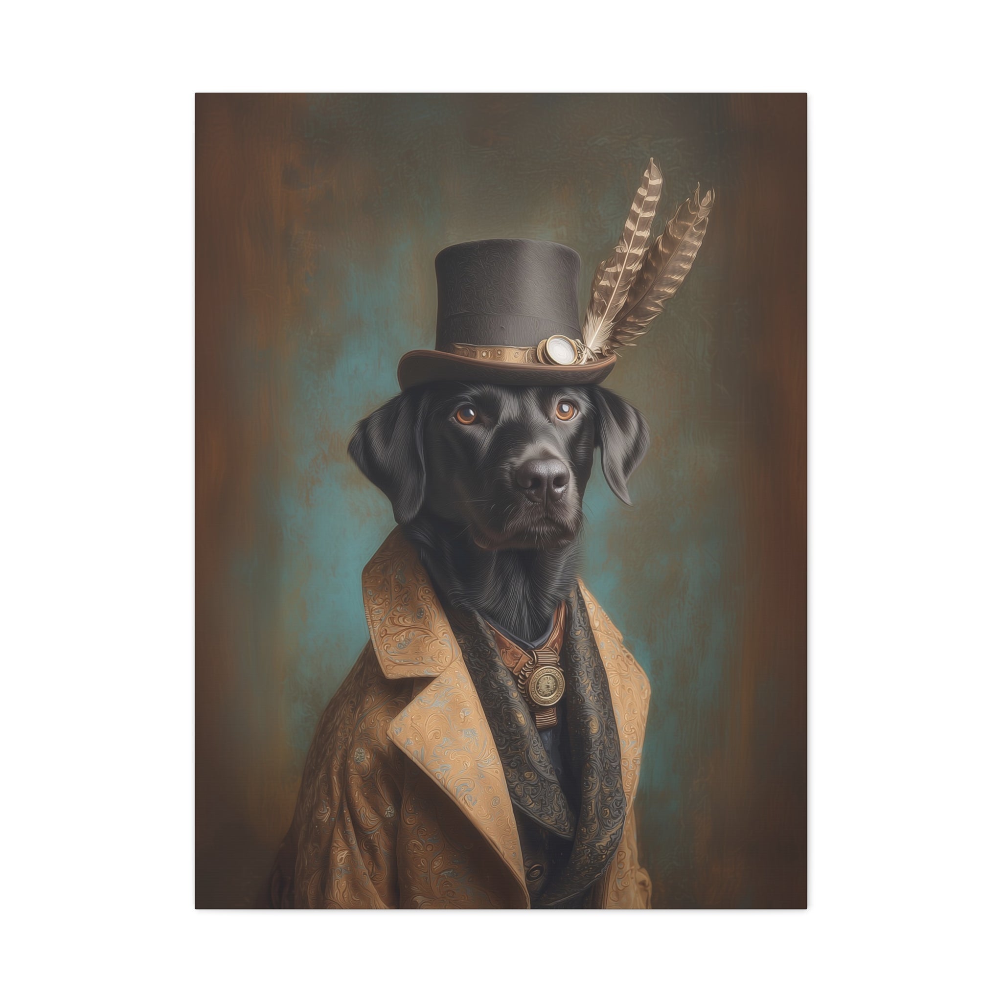 Steampunk Labrador Retriever (Black) Canvas Art