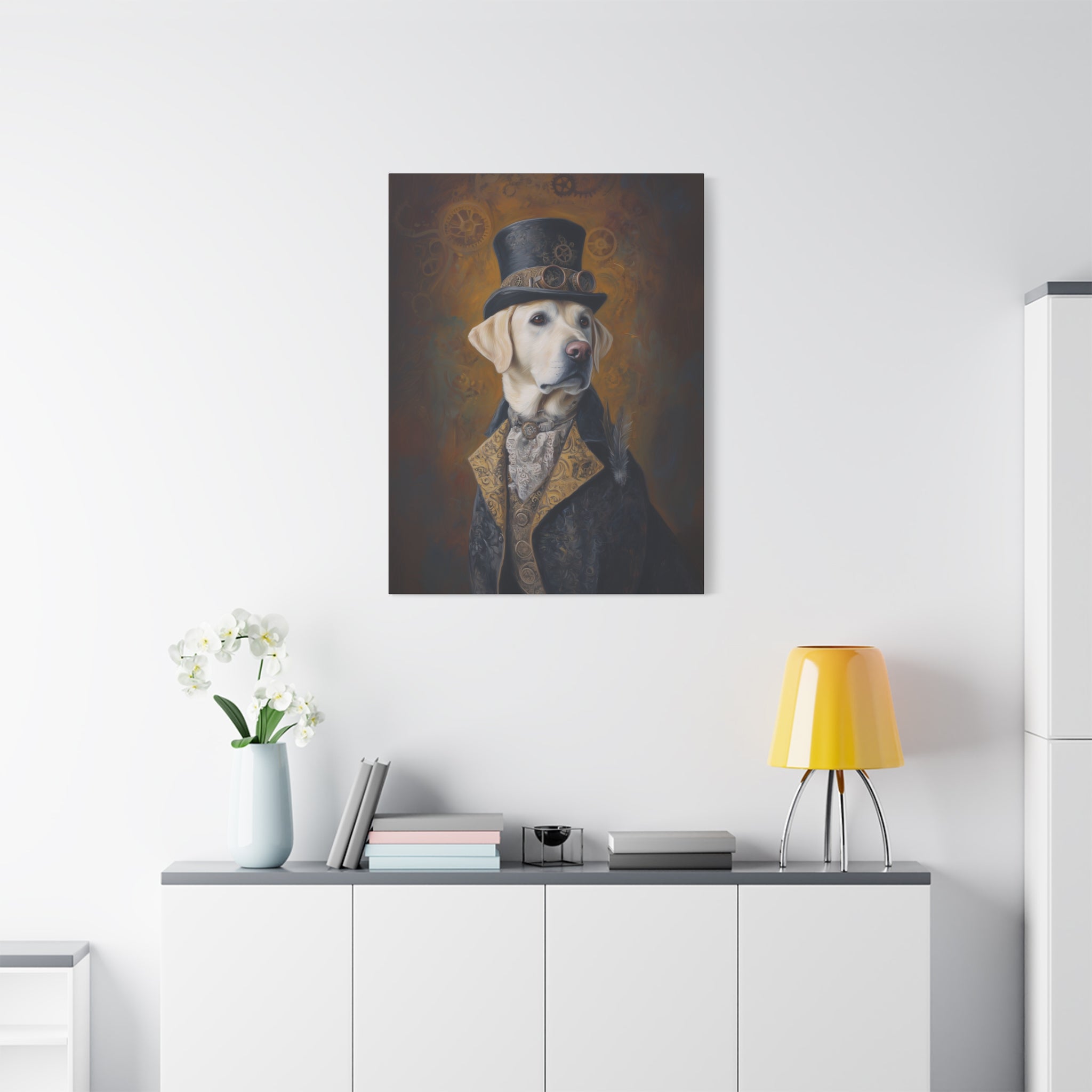 Steampunk Labrador Retriever (Yellow) Canvas Art