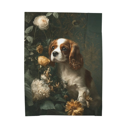 Botanical Cavalier King Charles Spaniel Plush Blanket