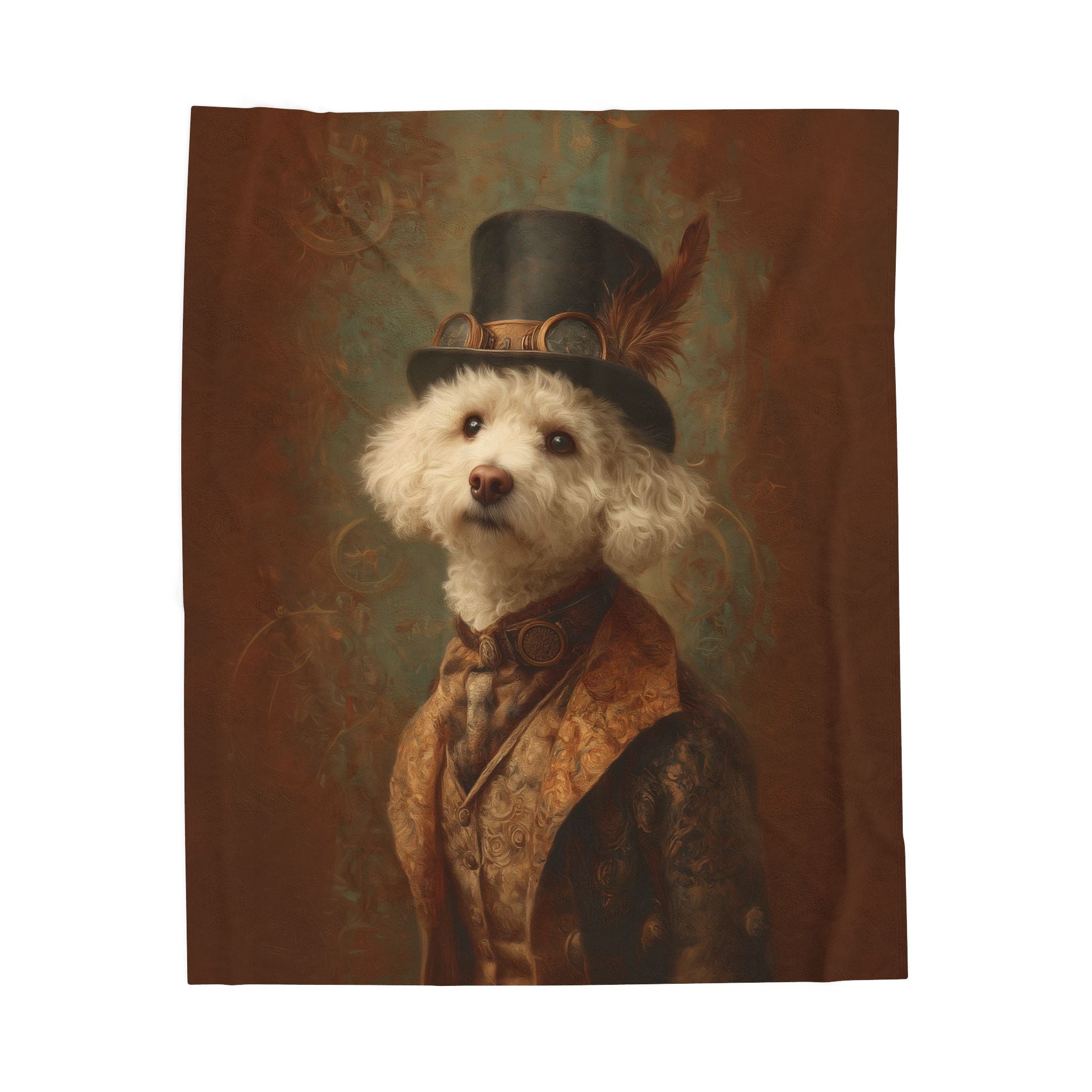 Steampunk Bichon Frise Plush Blanket