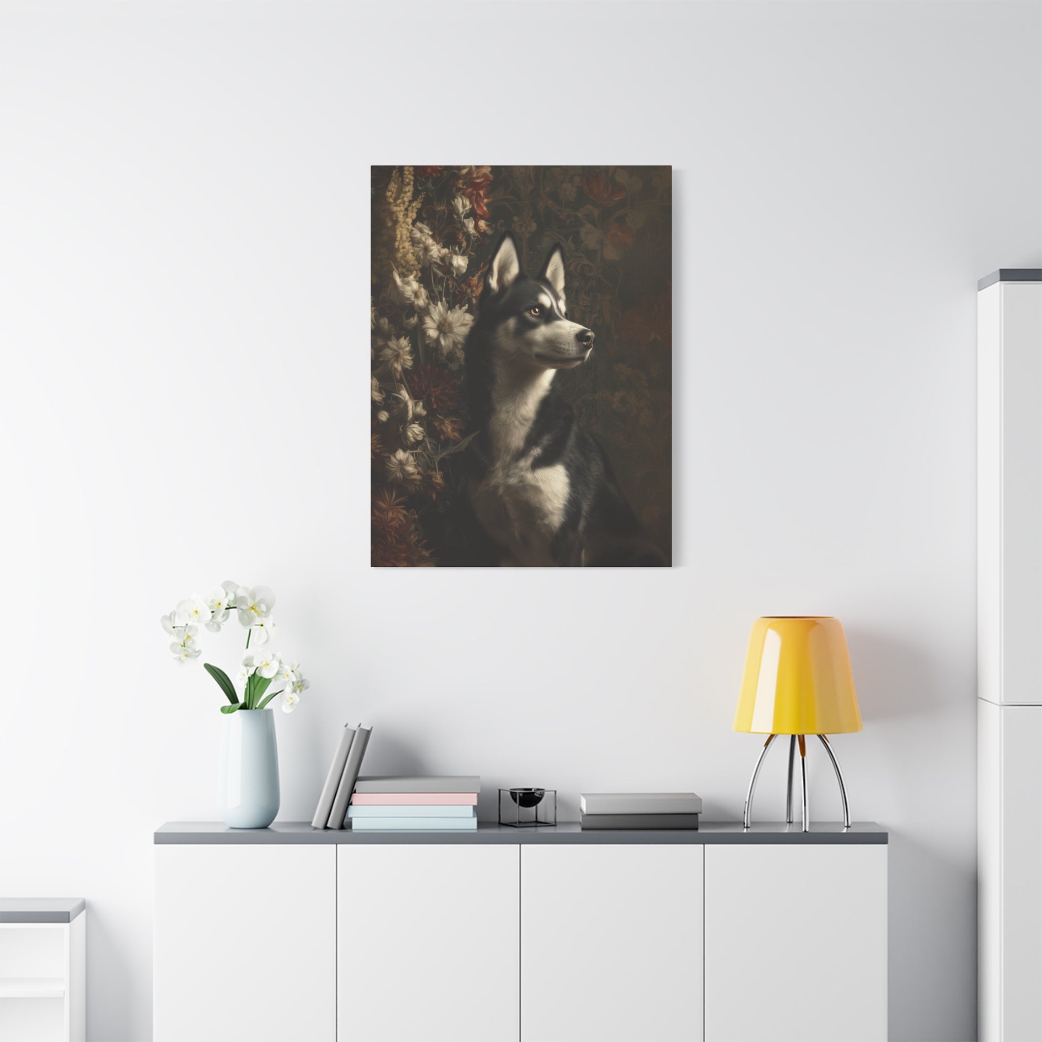 Botanical Siberian Husky Canvas Art