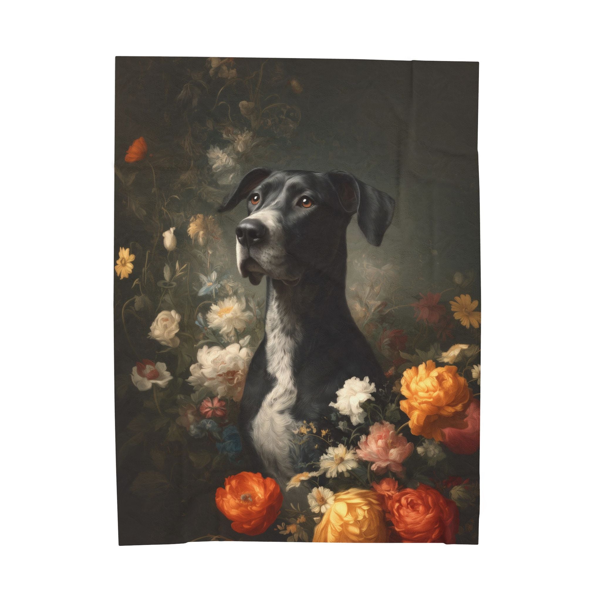 Botanical Great Dane Plush Blanket
