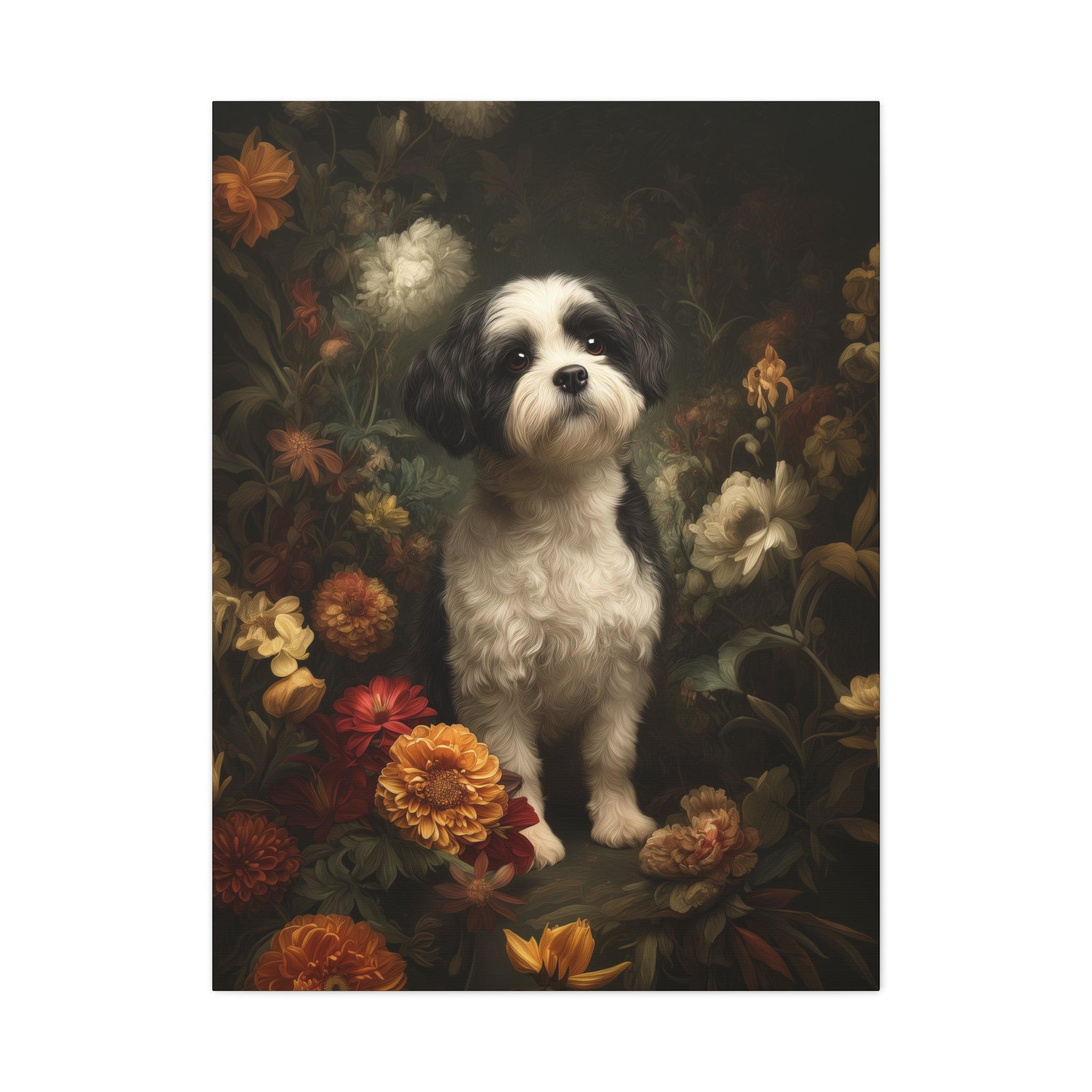 Botanical Shih Tzu Canvas Art