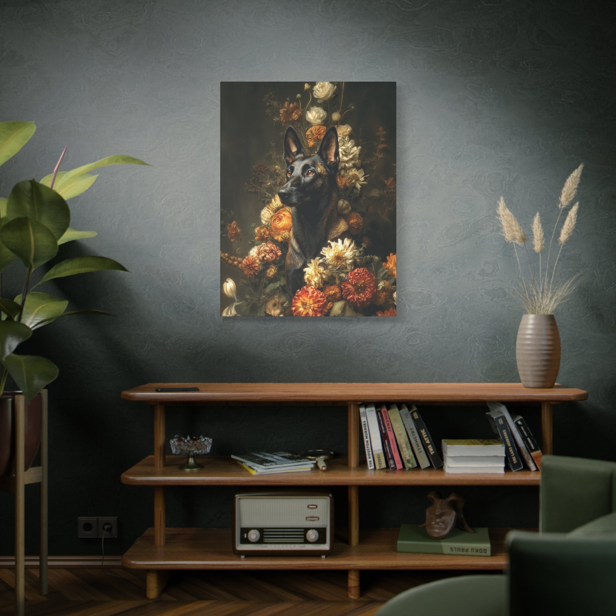 Botanical Belgian Malinois Canvas Art