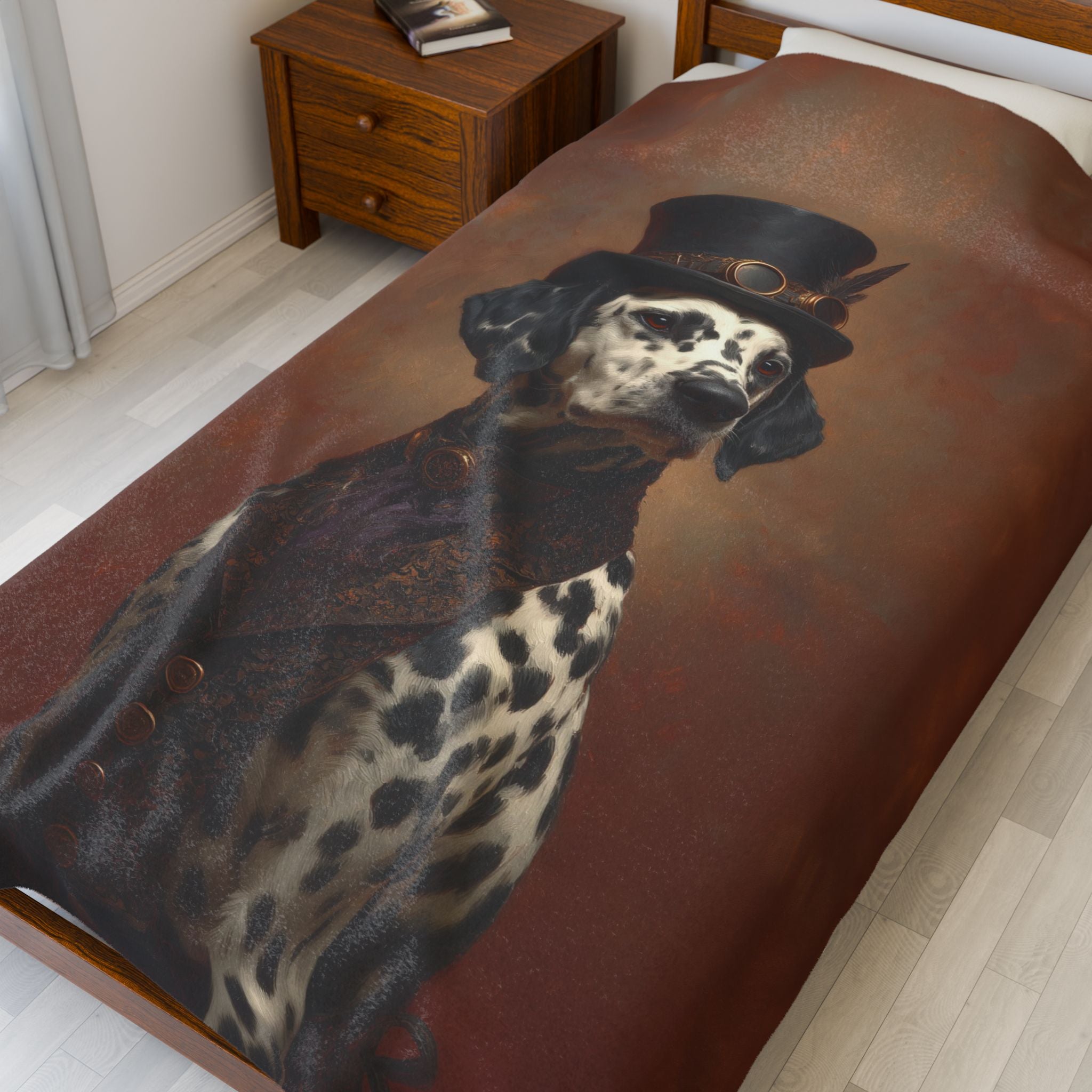 Steampunk Dalmatian Plush Blanket