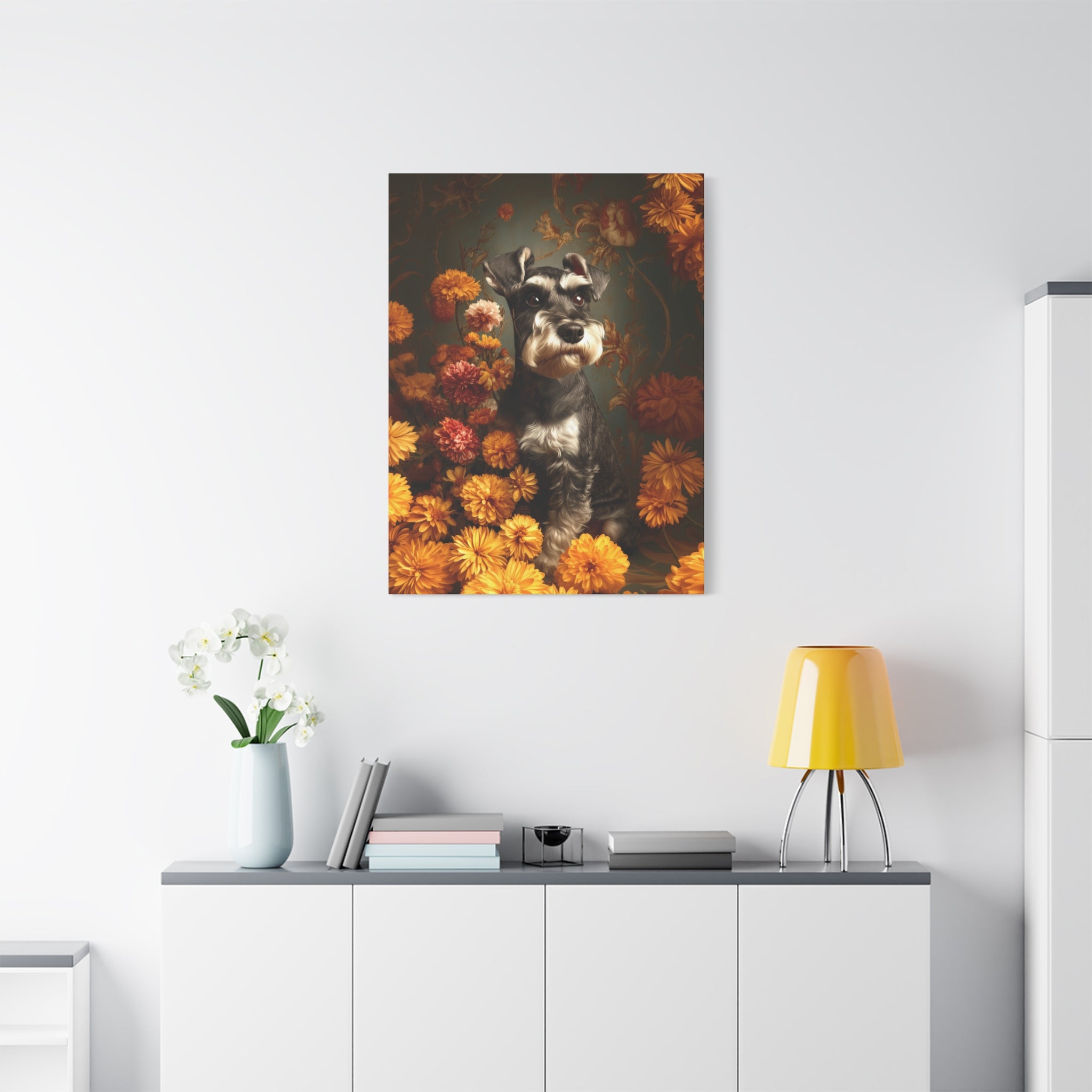 Botanical Miniature Schnauzer Canvas Art
