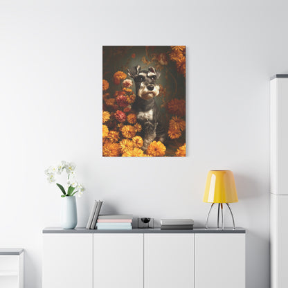 Botanical Miniature Schnauzer Canvas Art