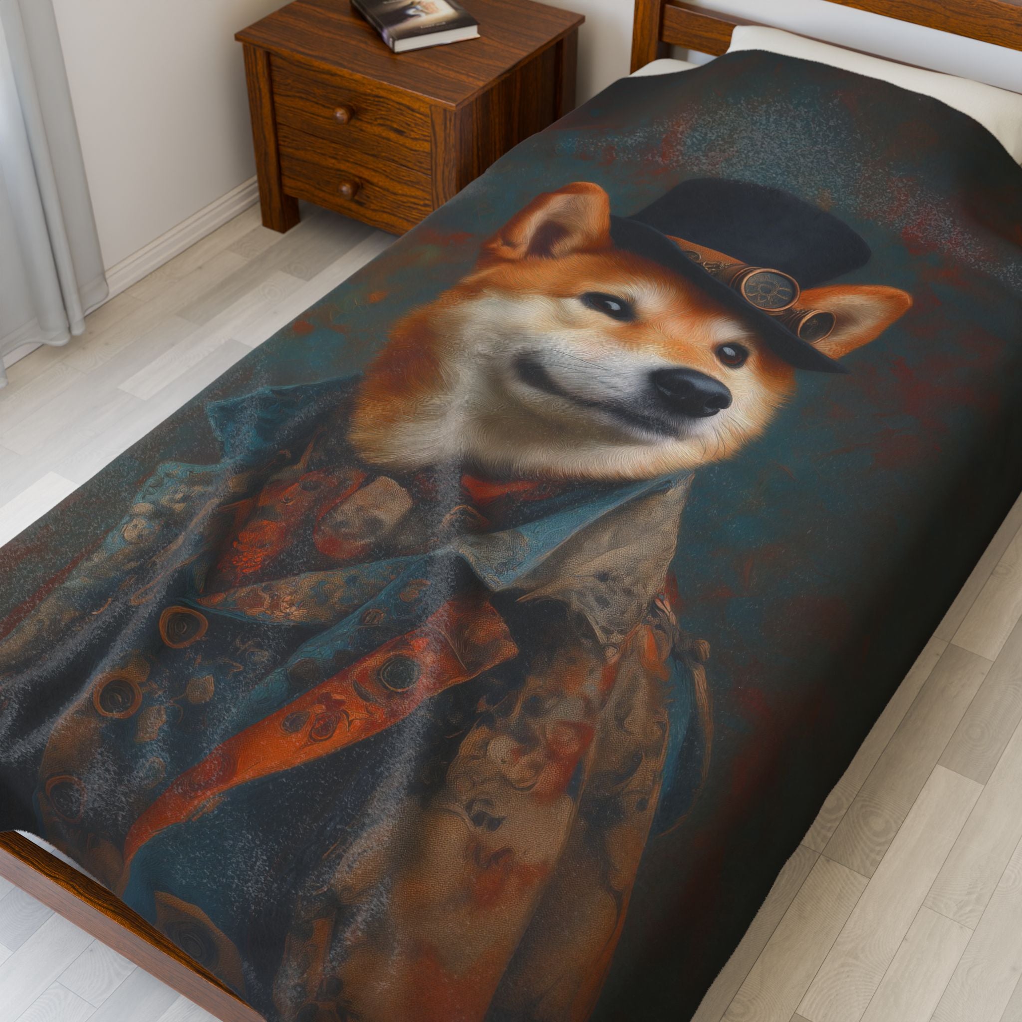 Steampunk Shiba Inu Plush Blanket