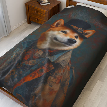 Steampunk Shiba Inu Plush Blanket