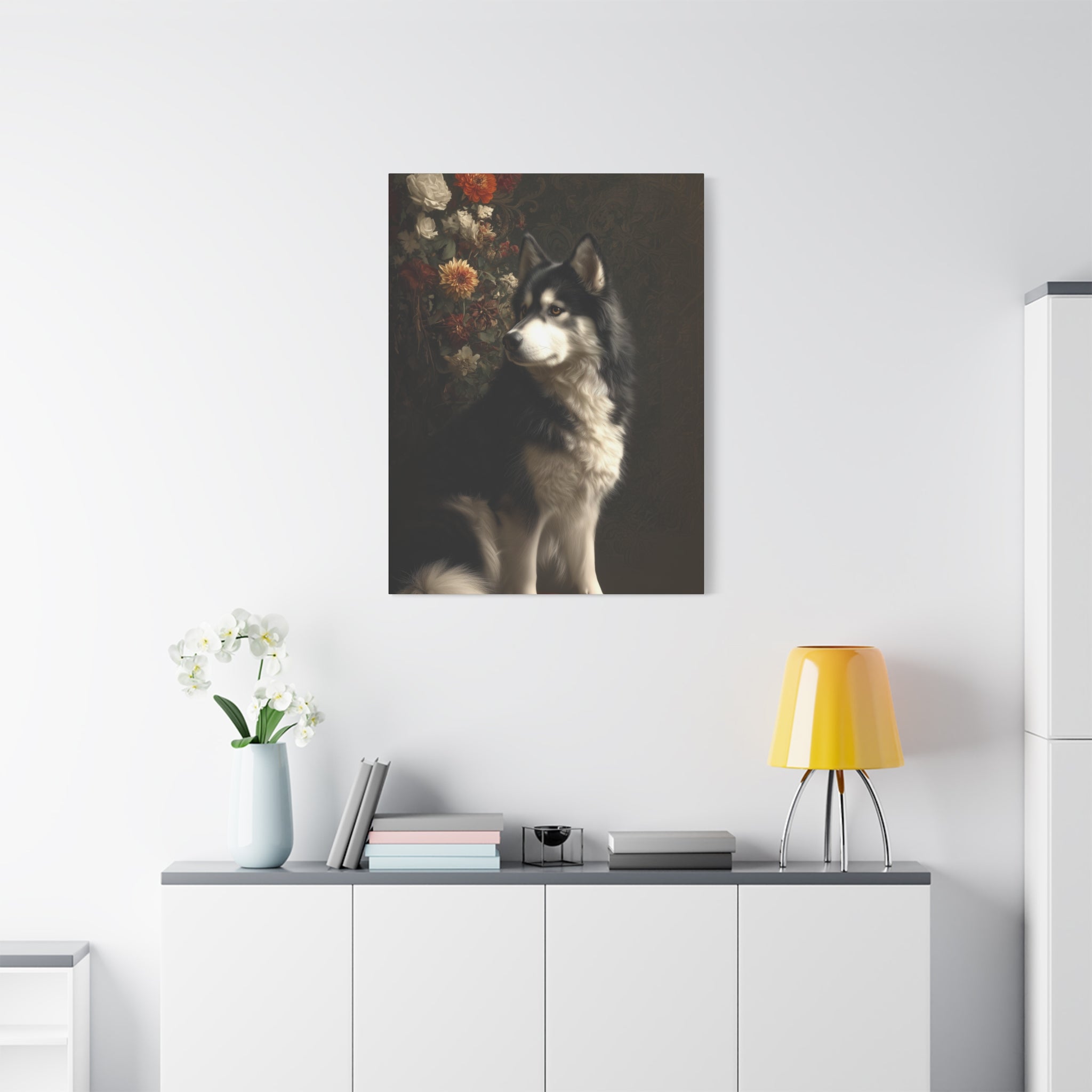 Botanical Alaskan Malamute Canvas Art