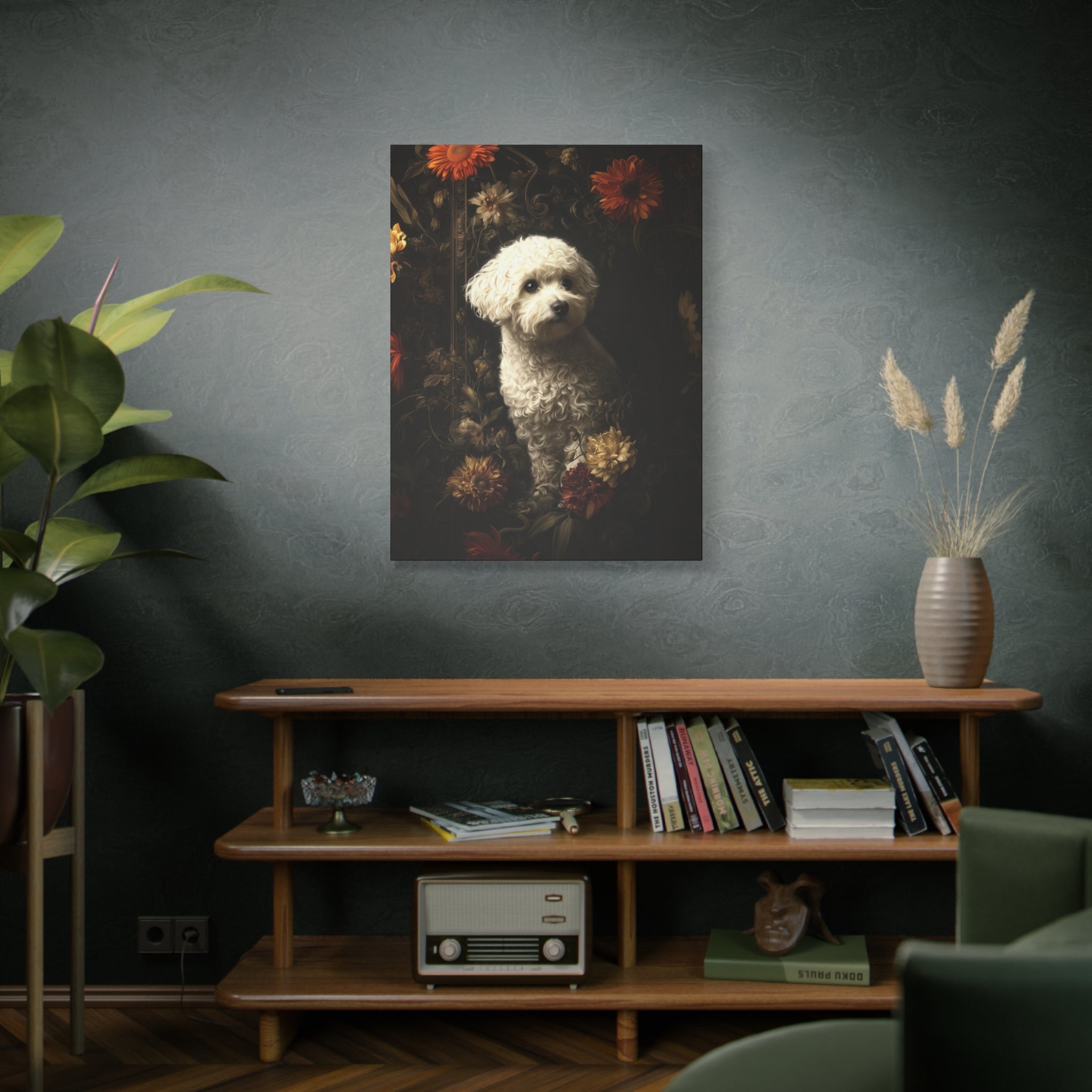 Botanical Bichon Frise Canvas Art