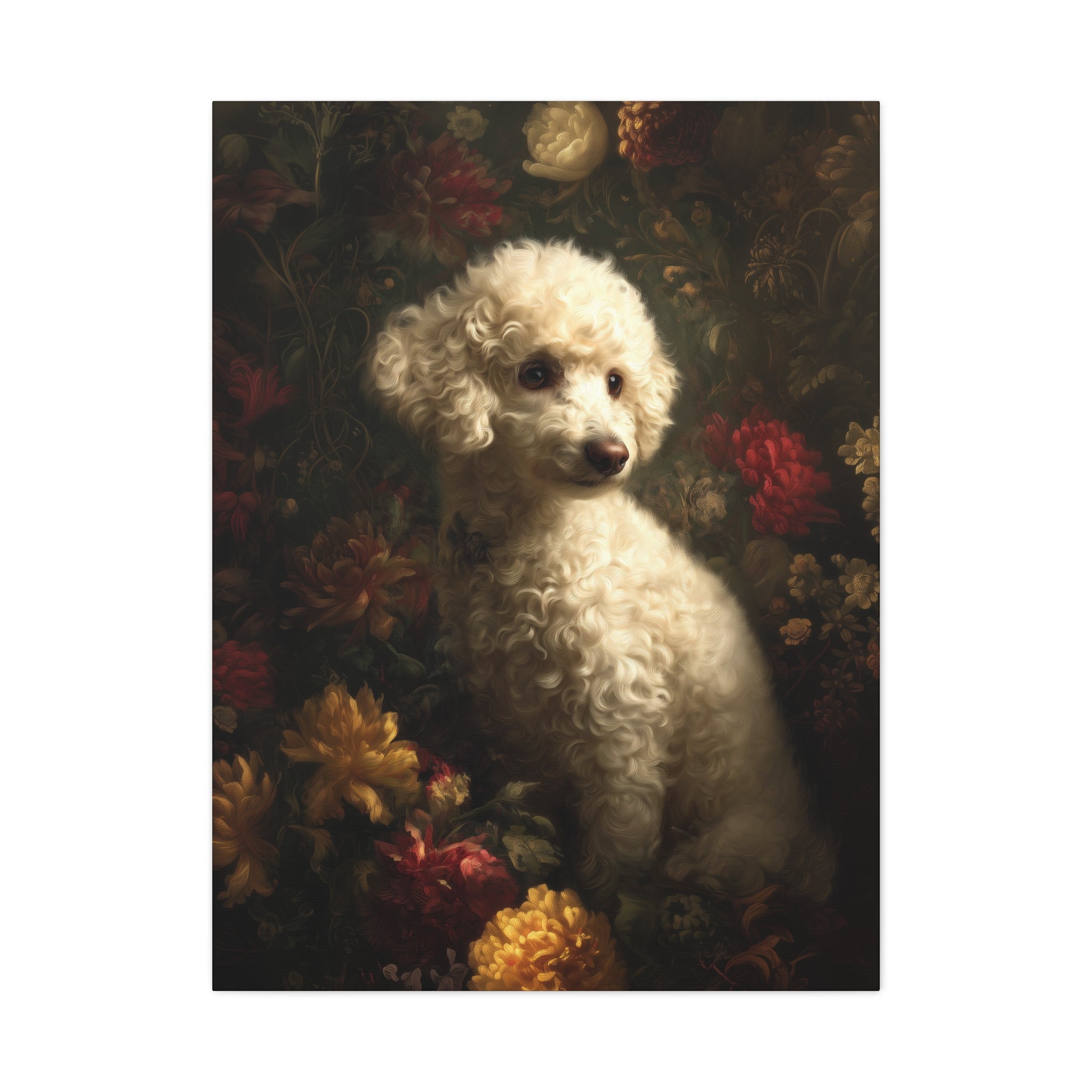 Botanical Poodle Canvas Art