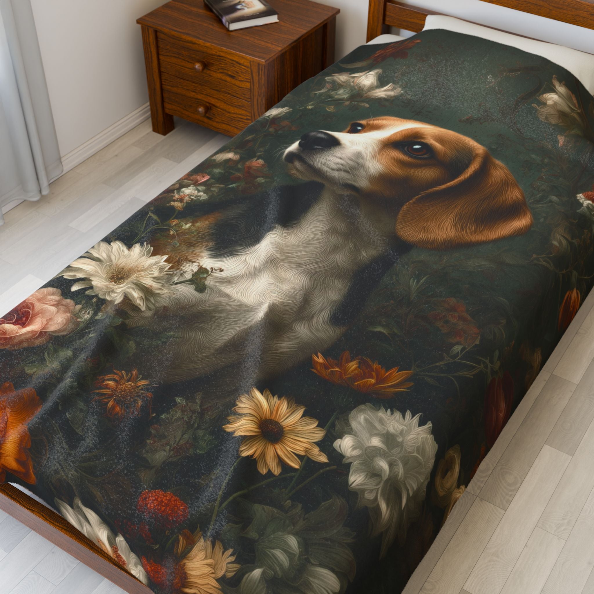 Botanical Beagle Plush Blanket