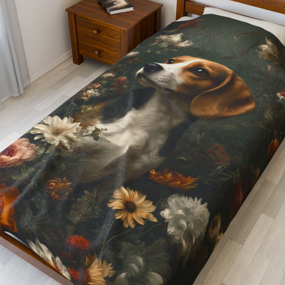 Botanical Beagle Plush Blanket