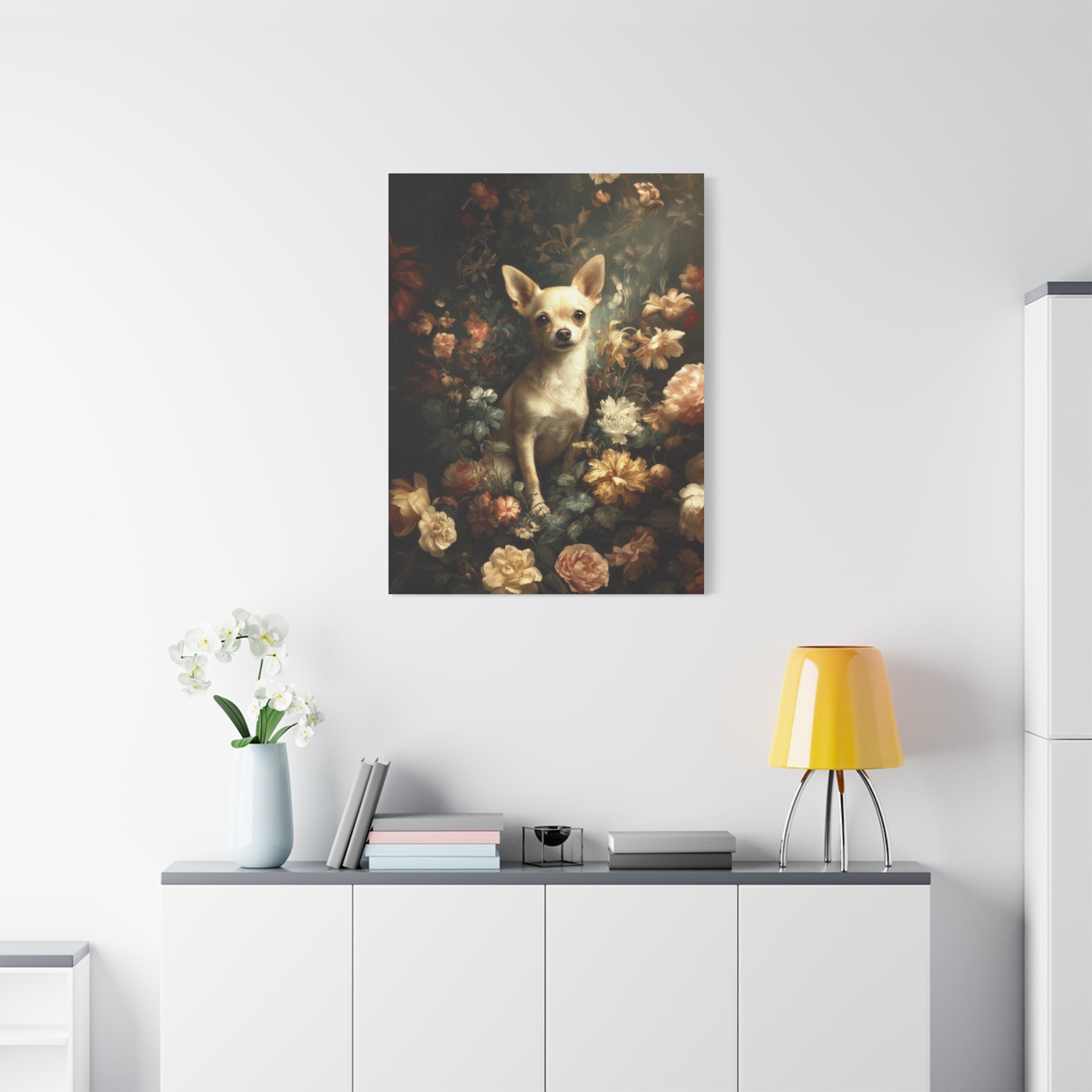 Botanical Chihuahua Canvas Art