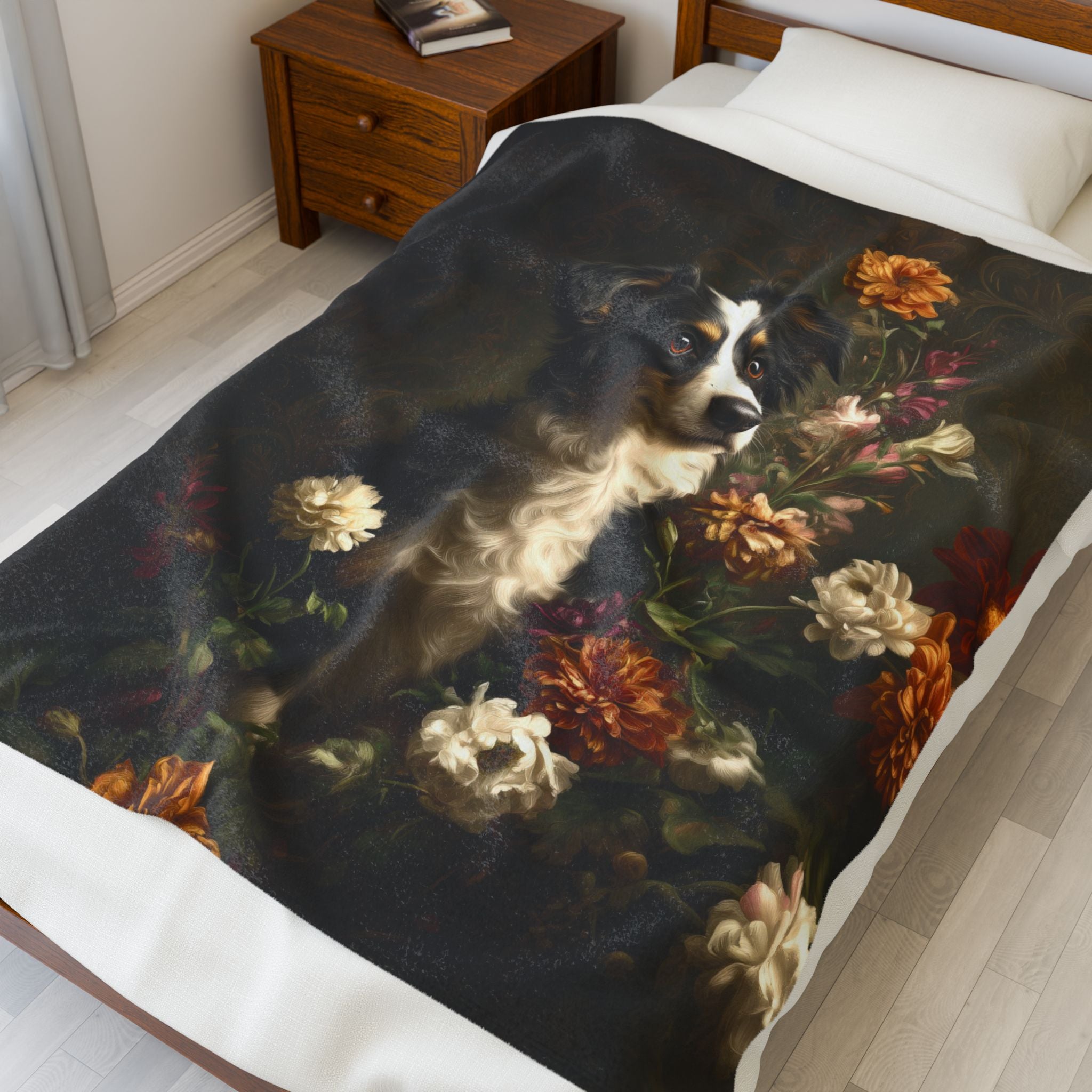 Botanical Australian Shepherd Plush Blanket