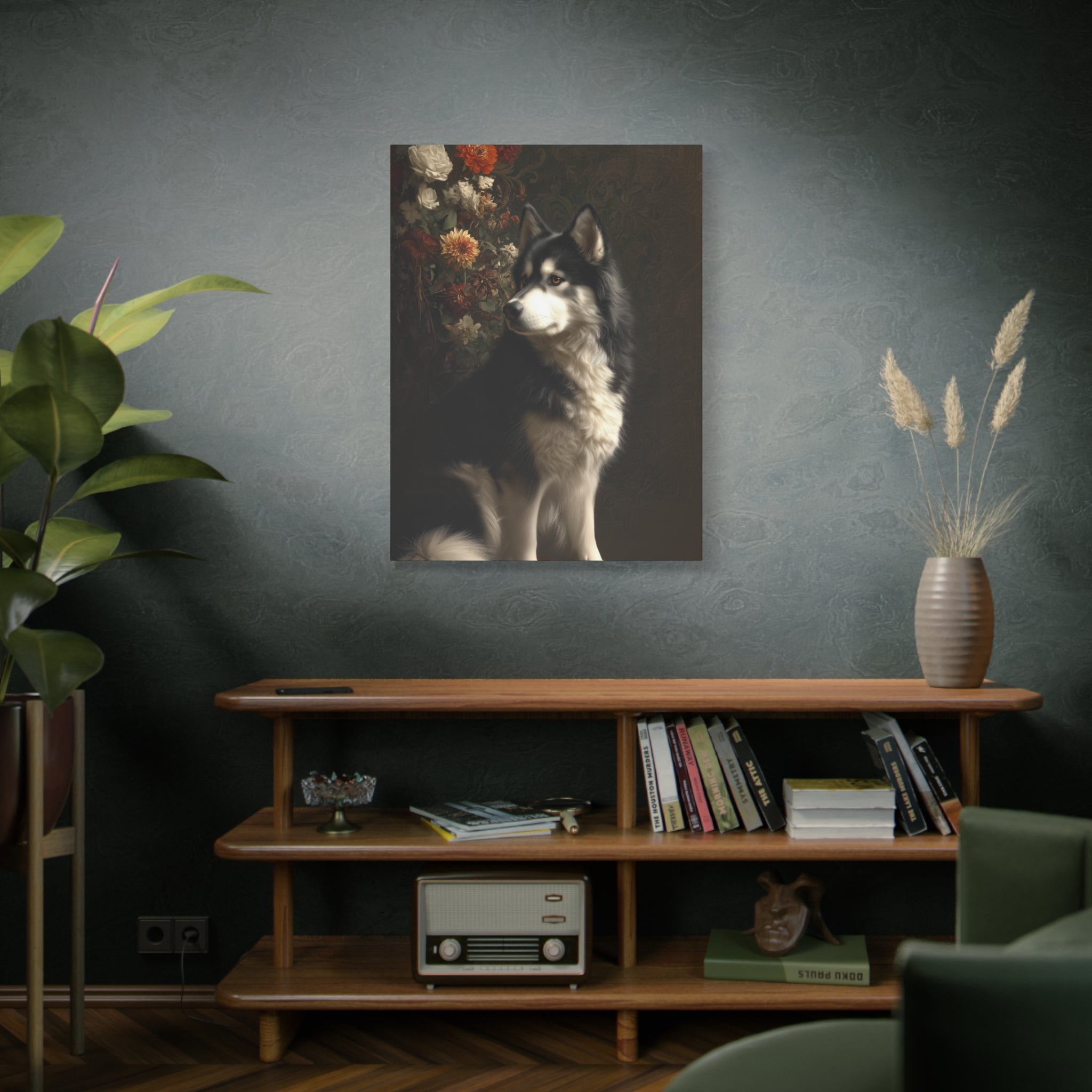 Botanical Alaskan Malamute Canvas Art