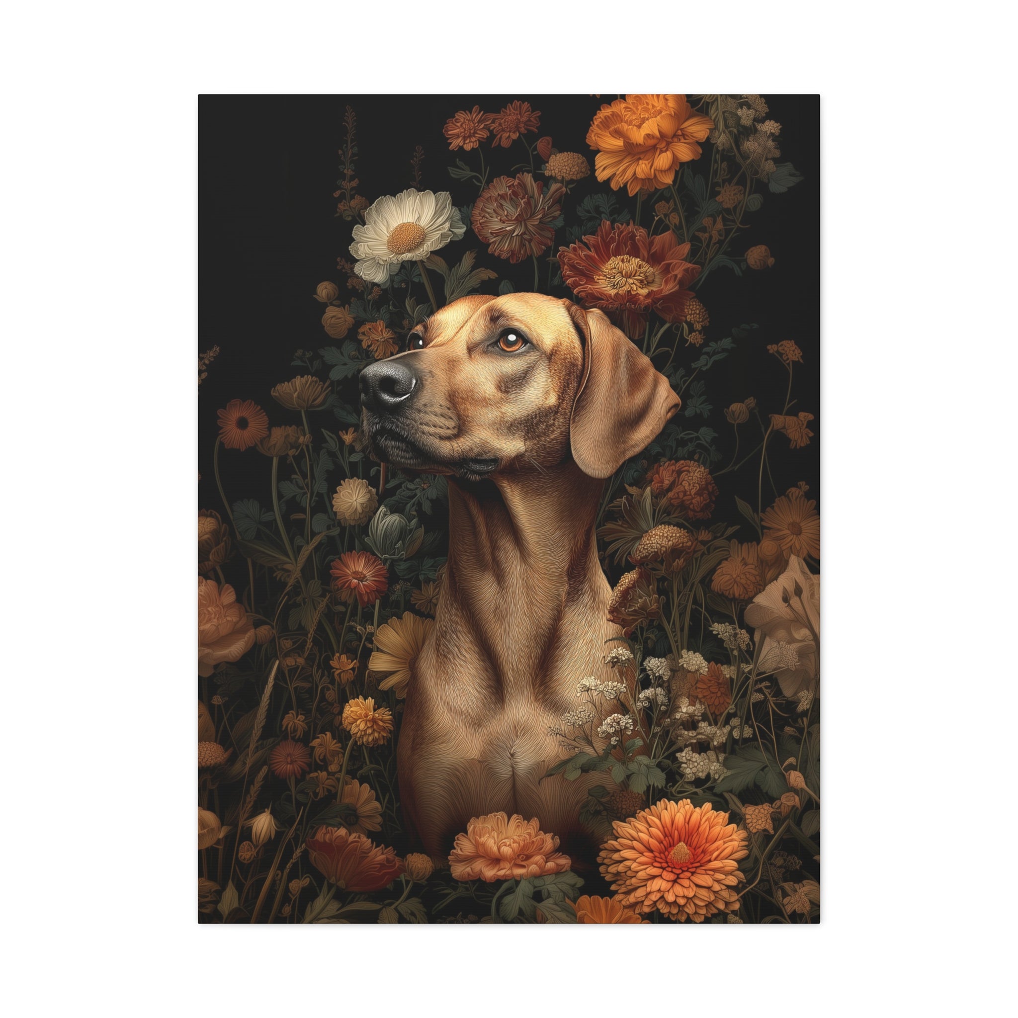 Botanical Rhodesian Ridgeback Canvas Art