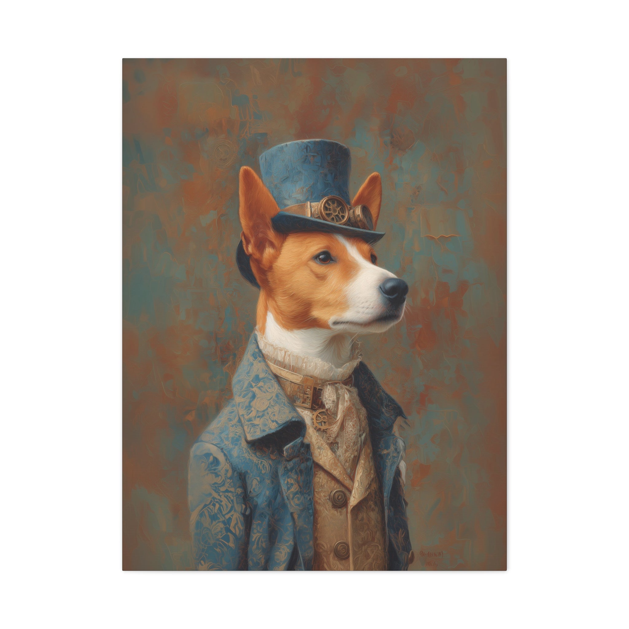 Steampunk Basenji Canvas Art