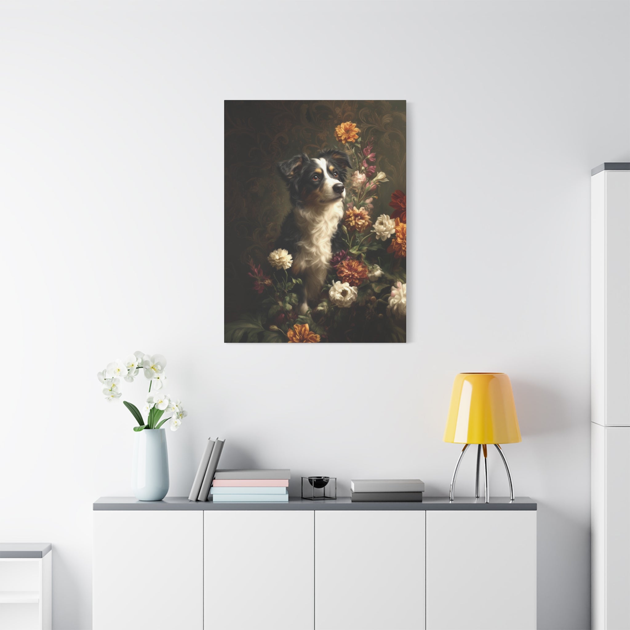 Botanical Australian Shepherd Canvas Art