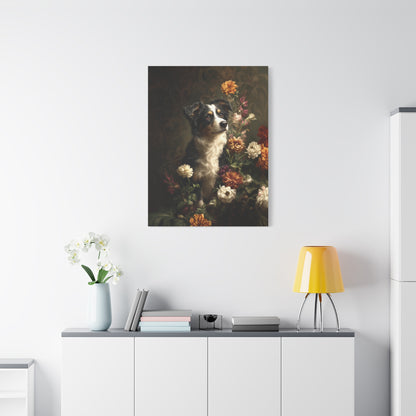 Botanical Australian Shepherd Canvas Art
