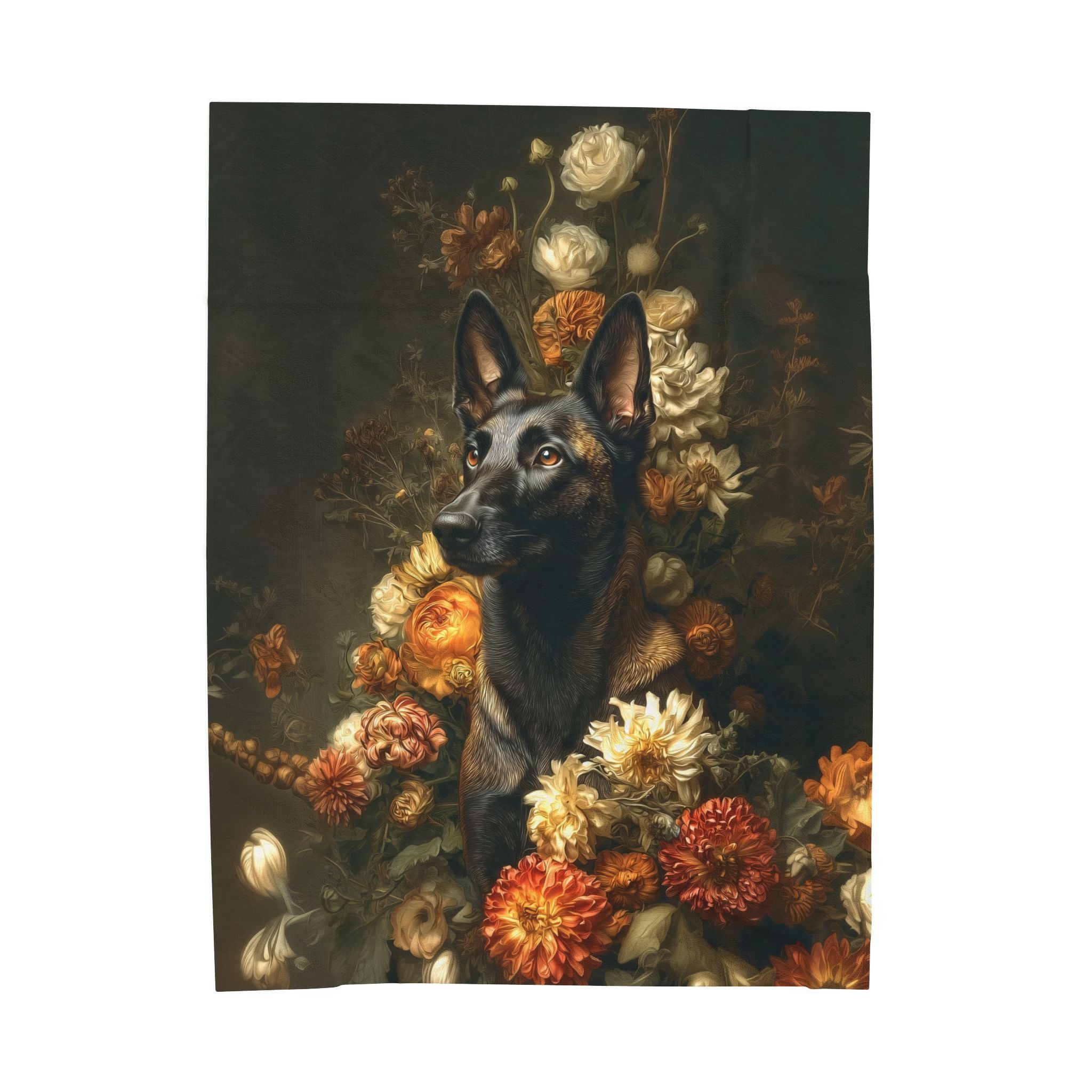 Botanical Belgian Malinois Plush Blanket