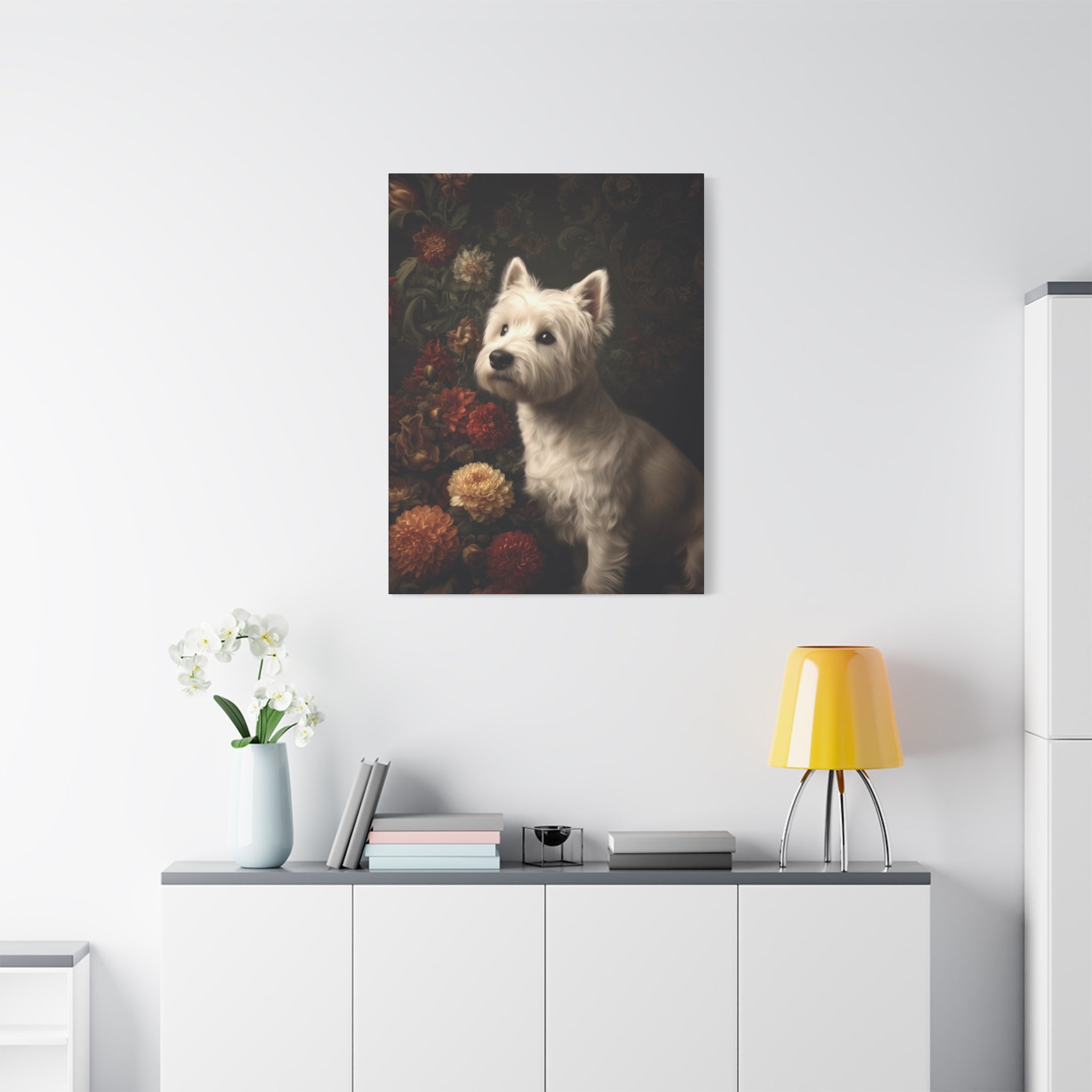 Botanical Westie Canvas Art