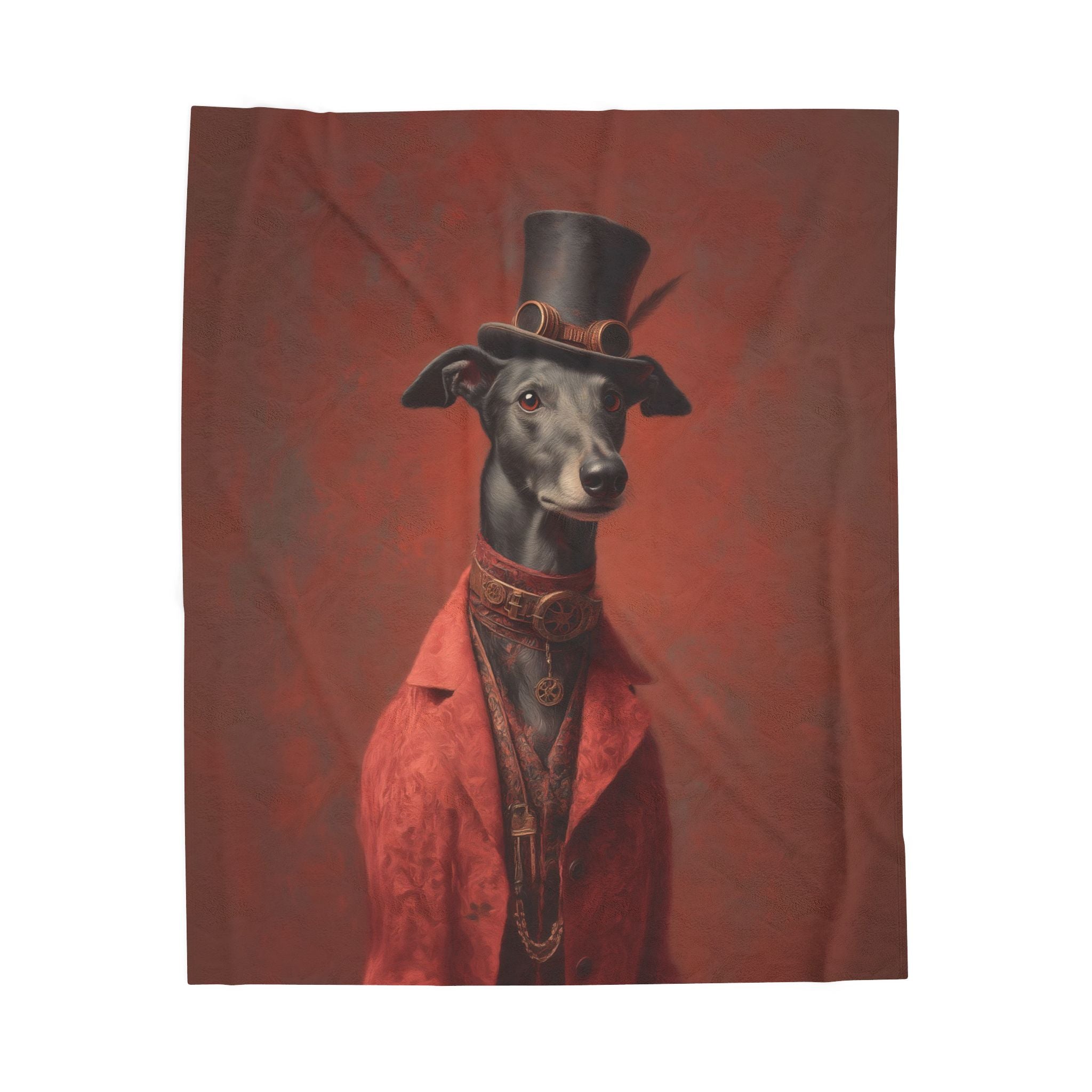 Steampunk Greyhound Plush Blanket