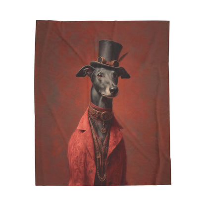 Steampunk Greyhound Plush Blanket