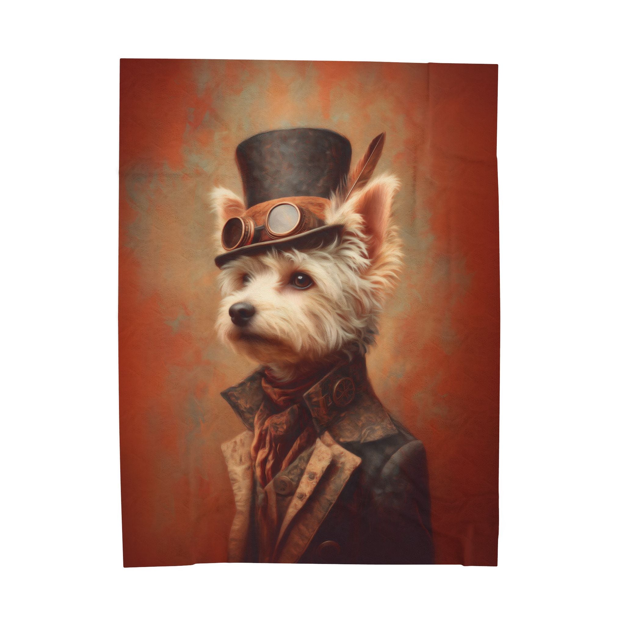Steampunk Yorkshire Terrier Plush Blanket