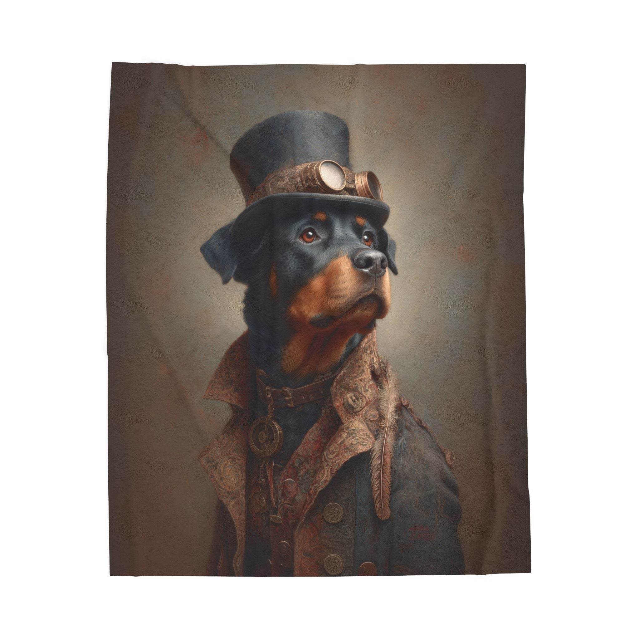 Steampunk Rottweiler Plush Blanket