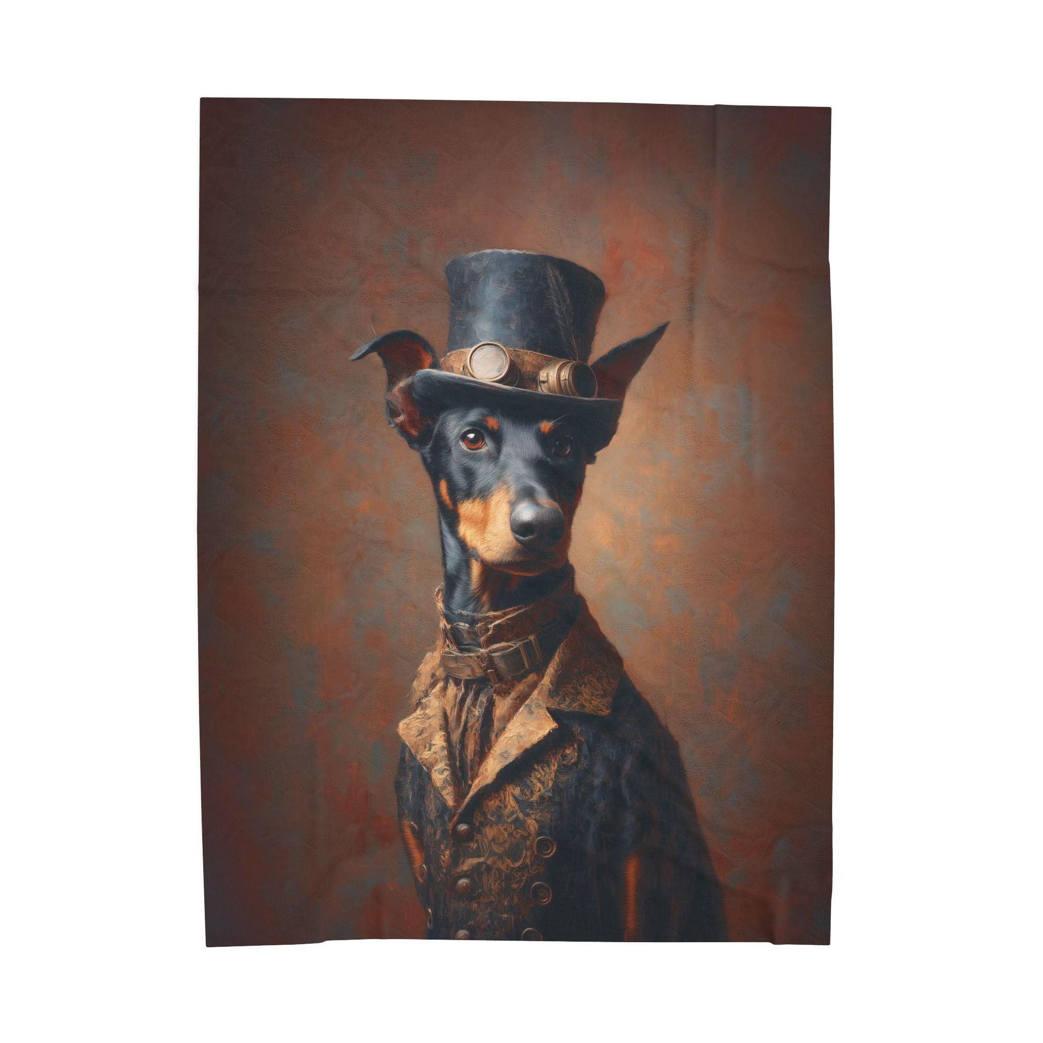 Steampunk Doberman Pinscher Plush Blanket