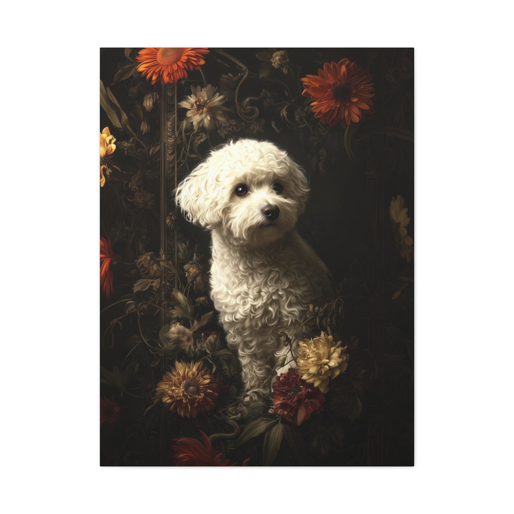 Botanical Bichon Frise Canvas Art