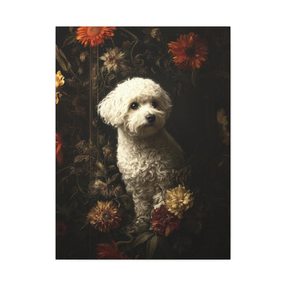 Botanical Bichon Frise Canvas Art