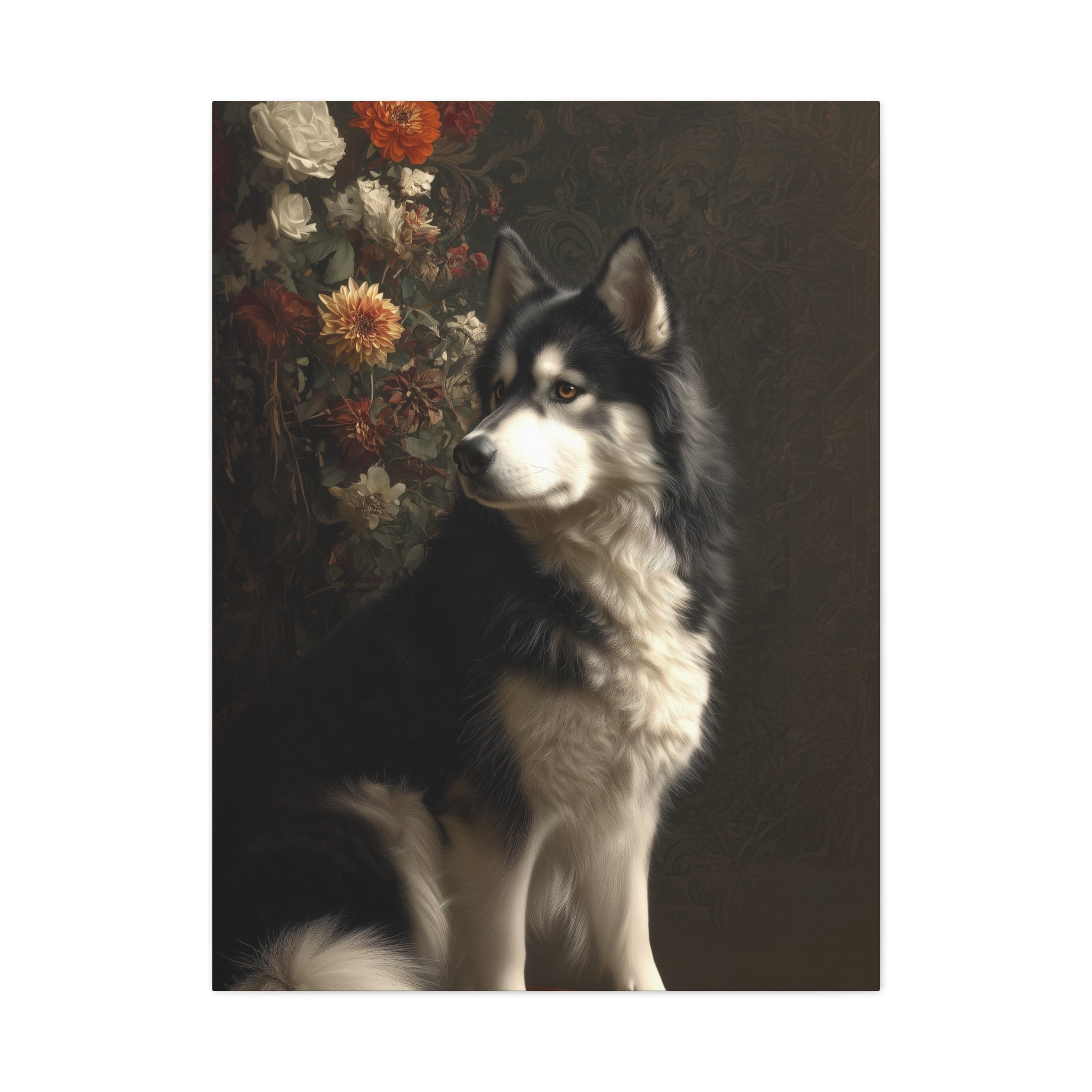 Botanical Alaskan Malamute Canvas Art