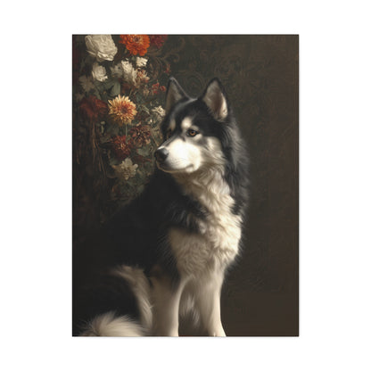 Botanical Alaskan Malamute Canvas Art