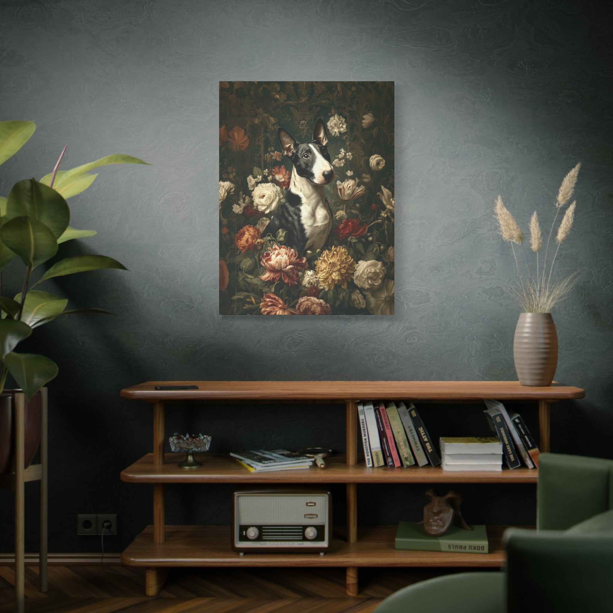 Botanical Bull Terrier Canvas Art
