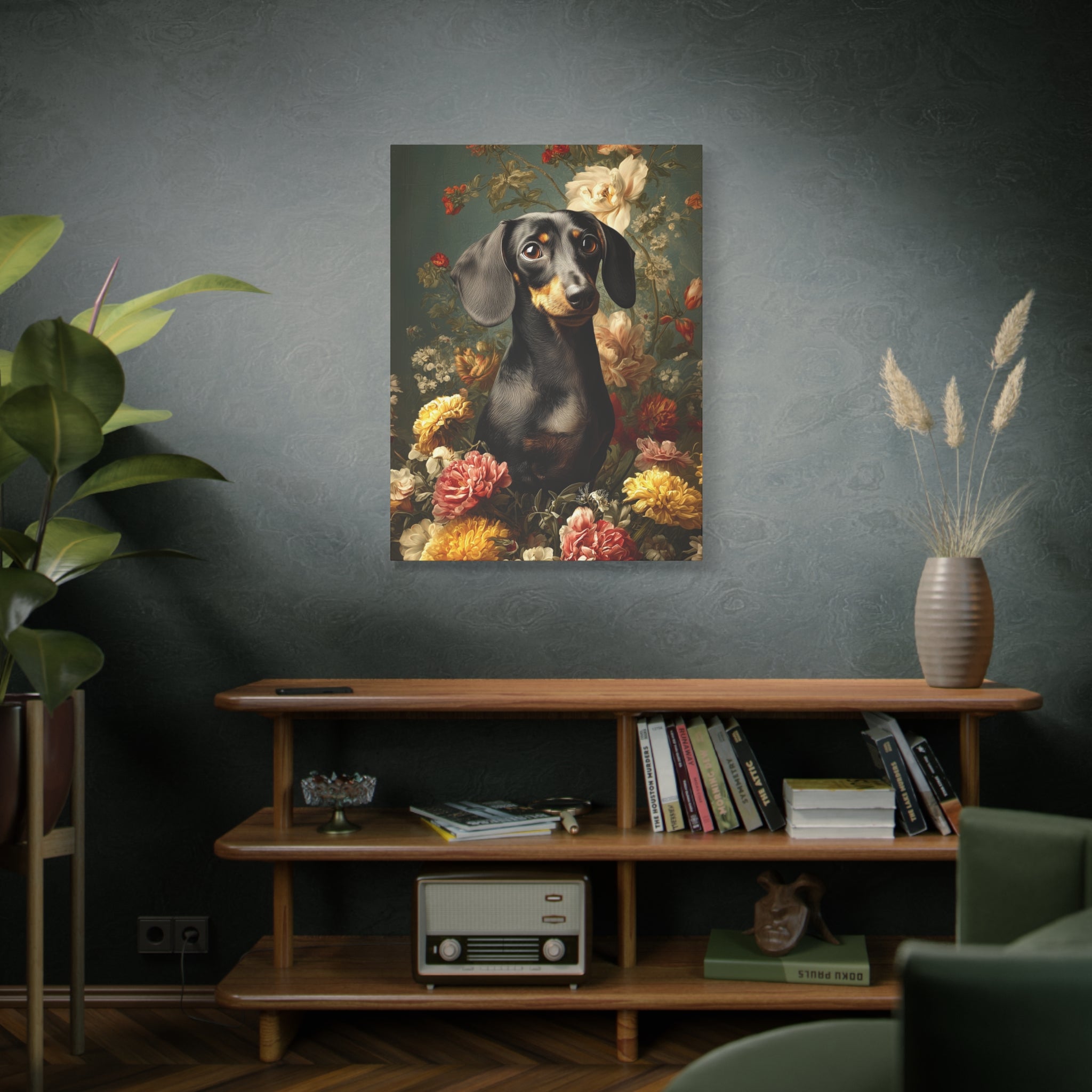 Botanical Dachshund Canvas Art