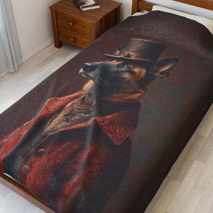 Steampunk Belgian Malinois Plush Blanket