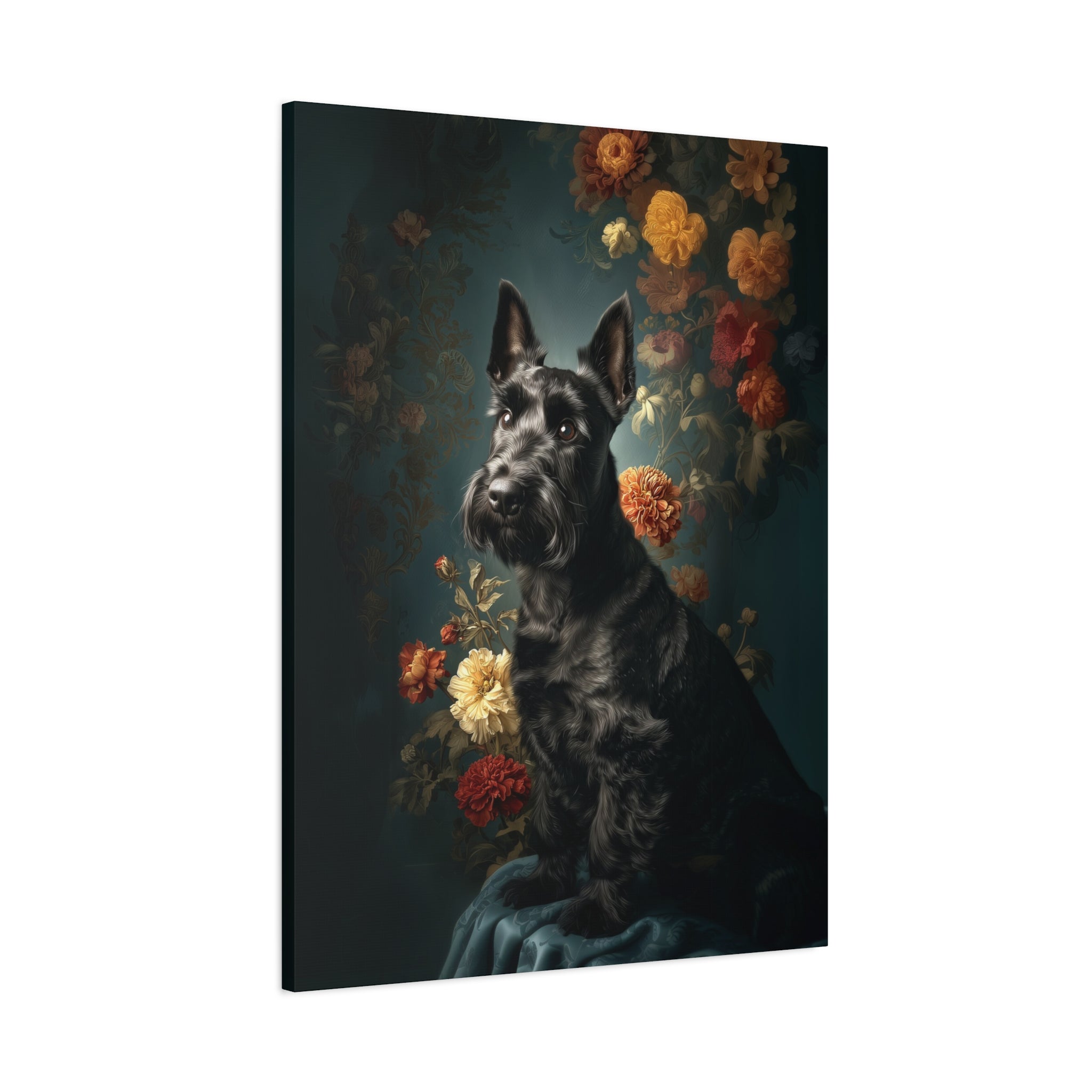 Botanical Scottish Terrier Canvas Art