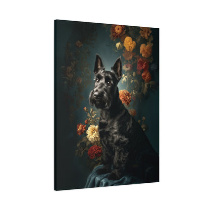 Botanical Scottish Terrier Canvas Art