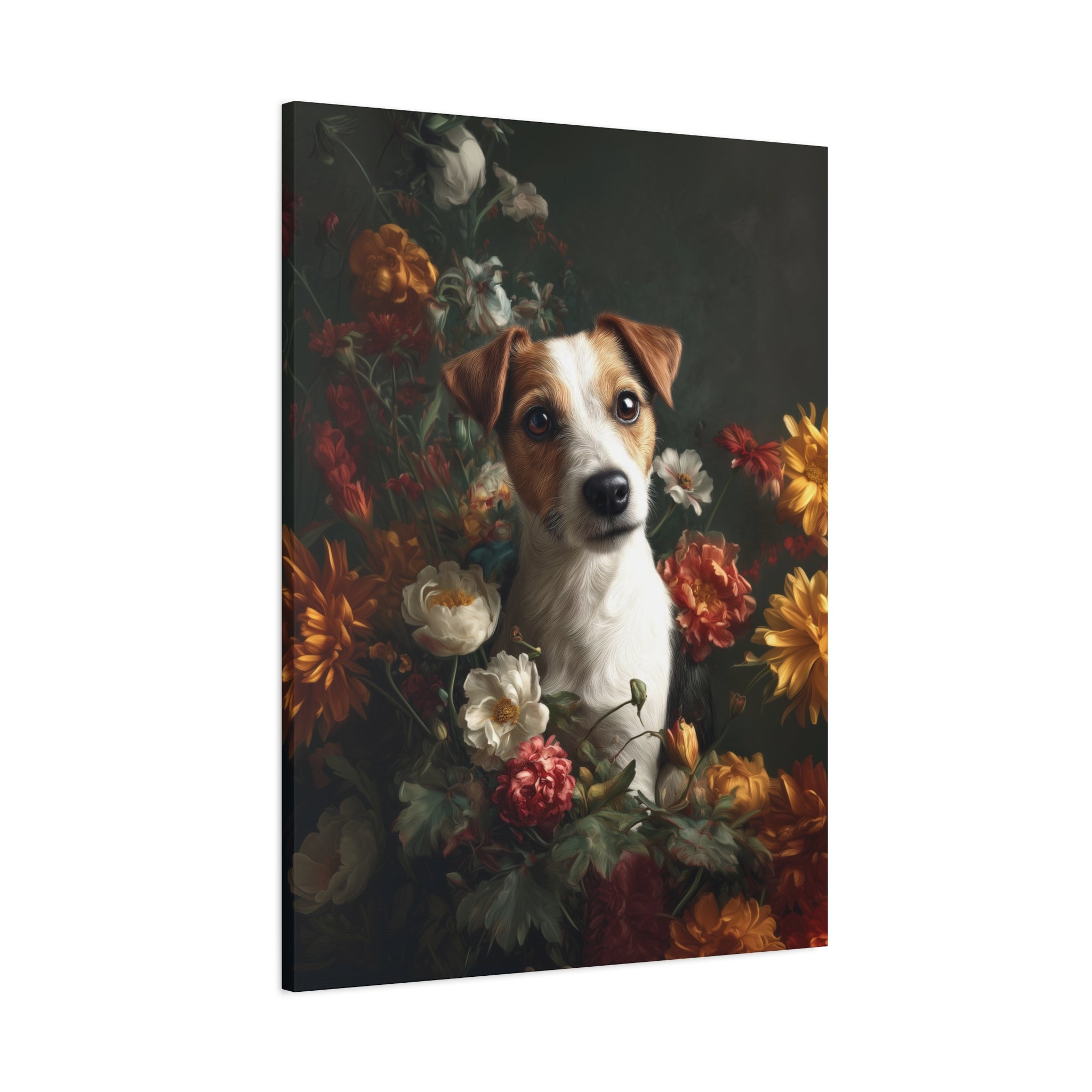 Botanical Jack Russell Terrier Canvas Art