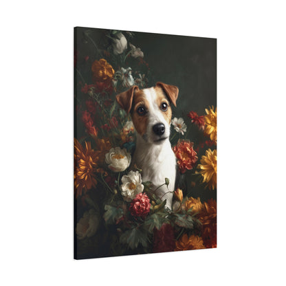 Botanical Jack Russell Terrier Canvas Art
