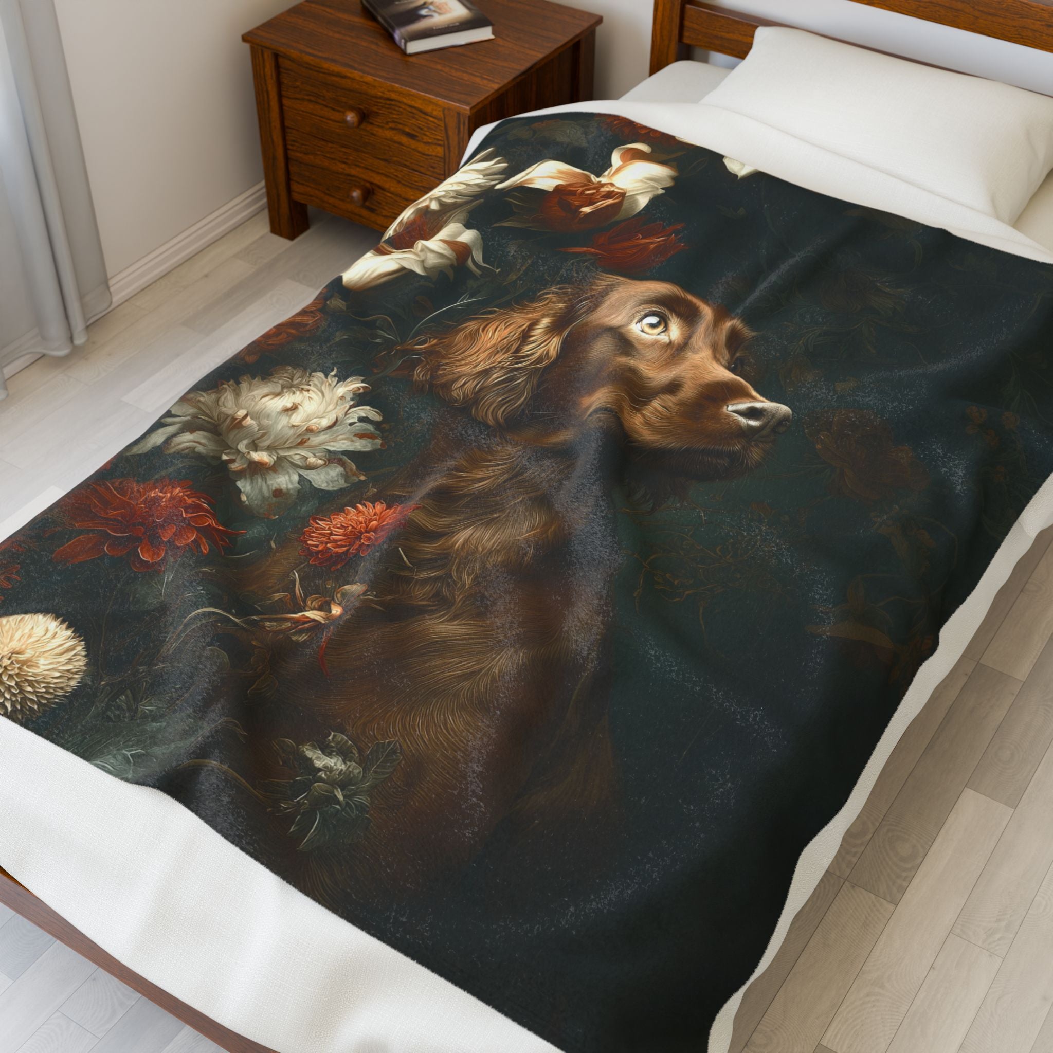 Botanical Irish Setter Plush Blanket