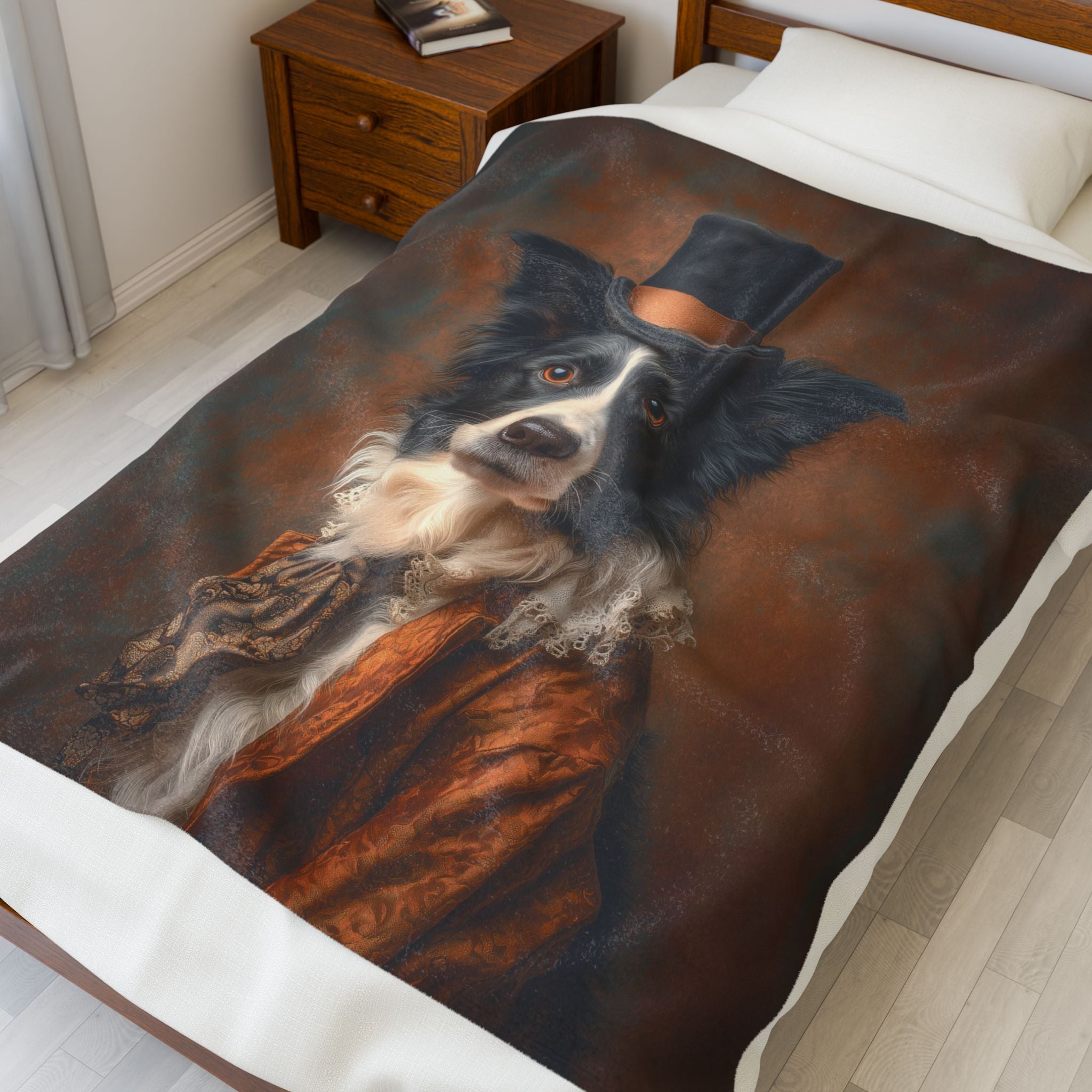 Steampunk Border Collie Plush Blanket
